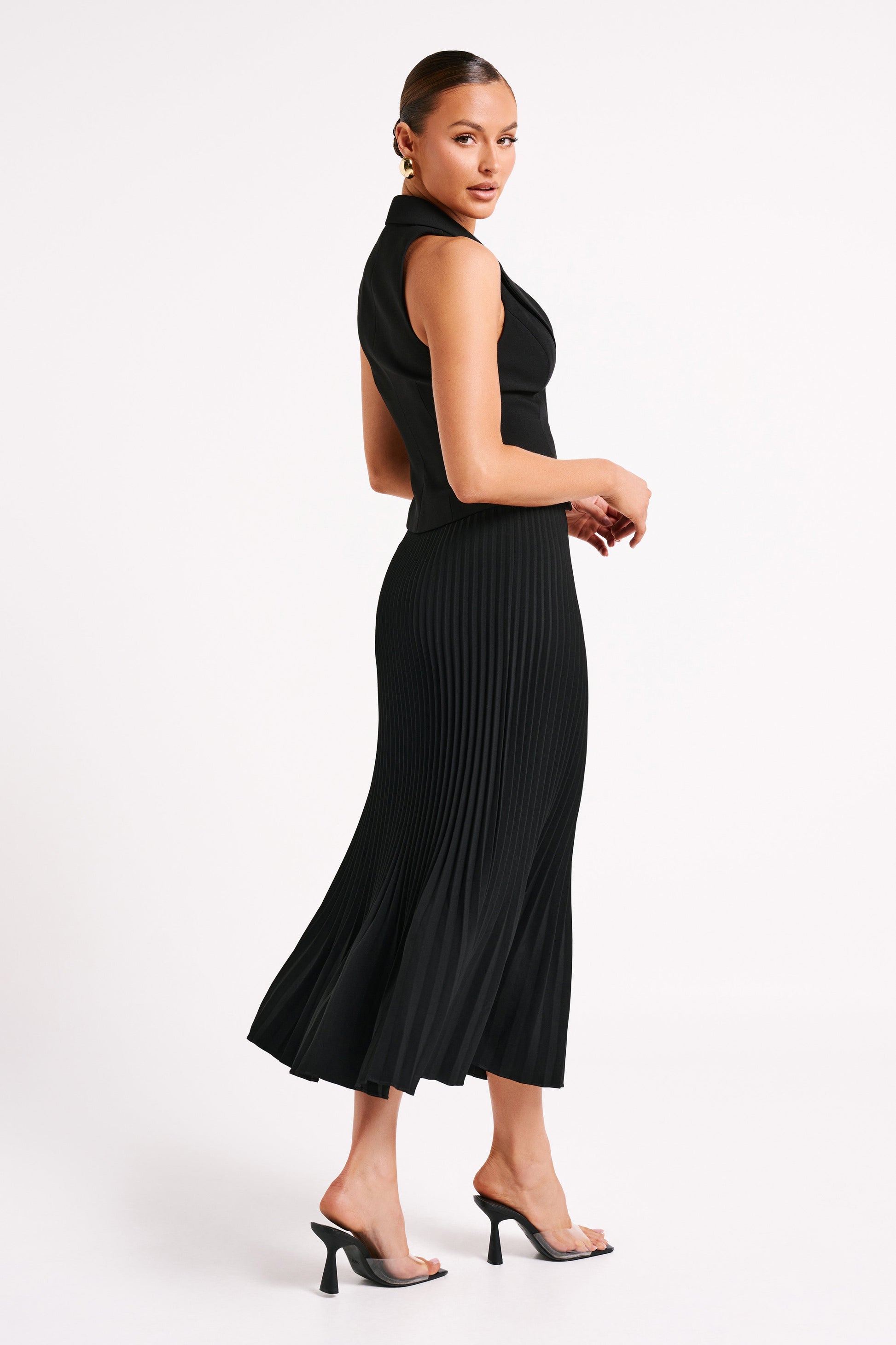 Twyla Pleated Suiting Maxi Skirt - Black #6