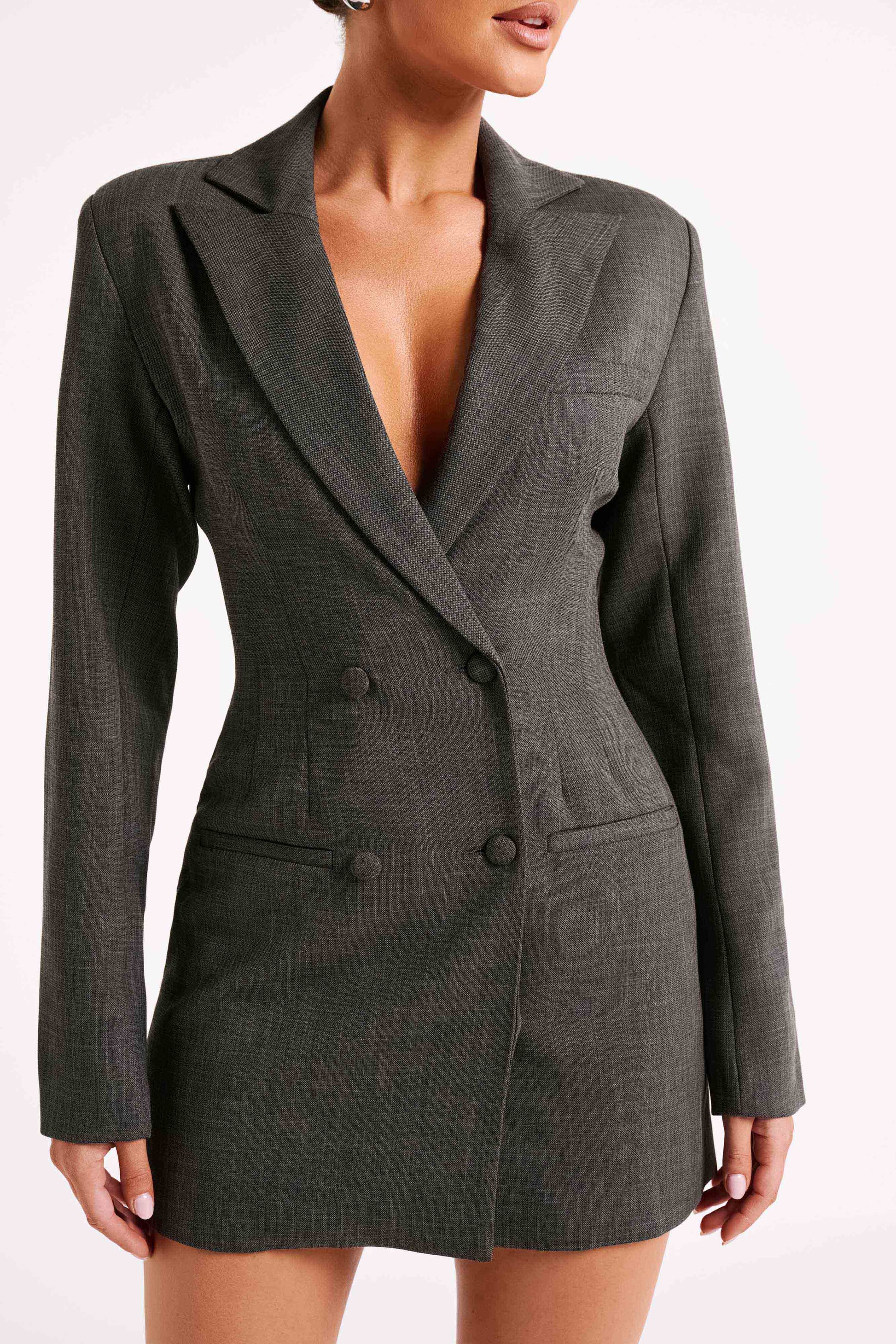 Callahan Textured Blazer Dress - Charcoal #4