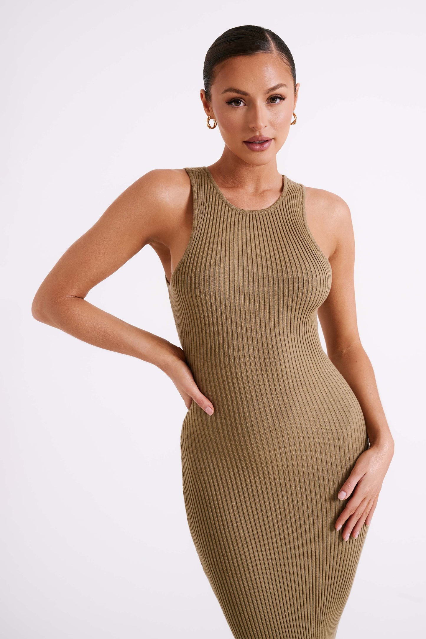 Sienna Knit Midi Dress - Olive