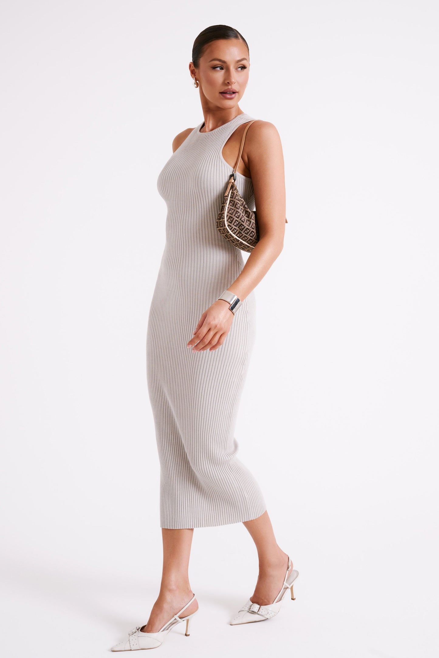 Sienna Knit Midi Dress - Grey