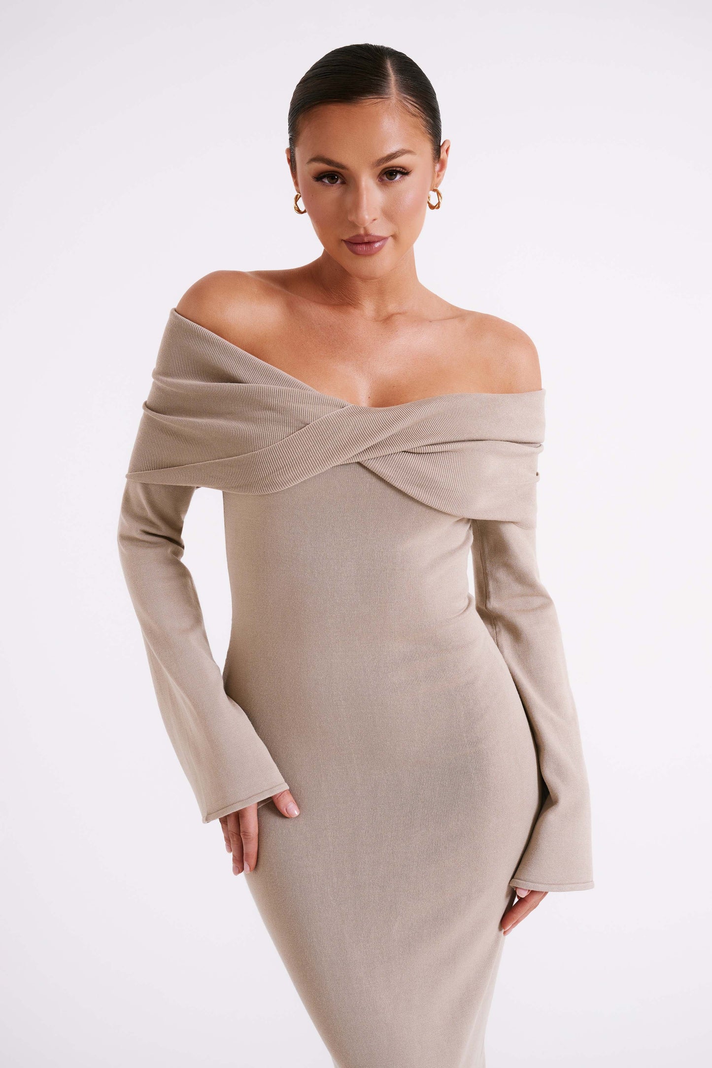 Kenny Long Sleeve Knit Dress - Taupe