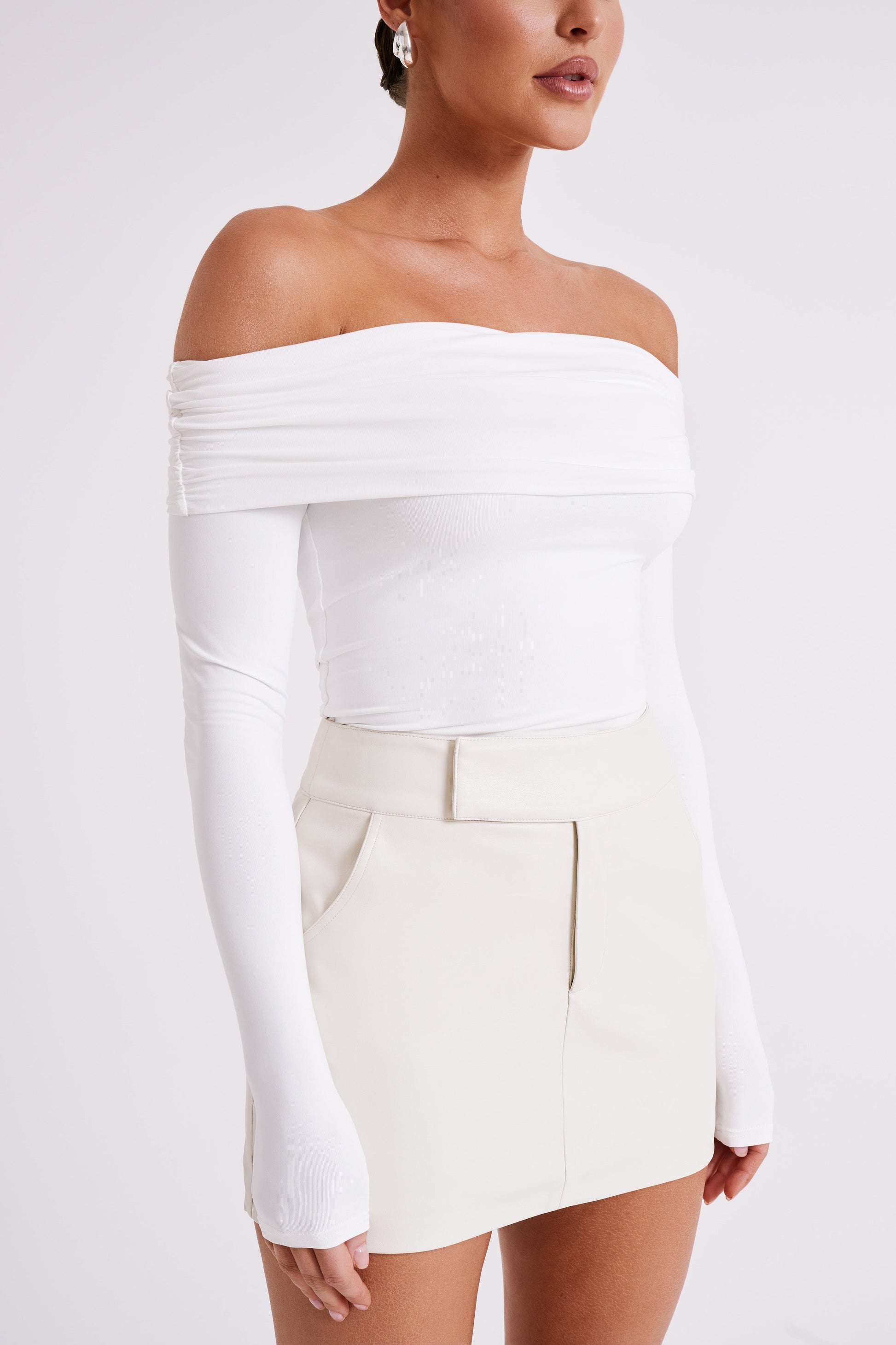 Lucinda Recycled Nylon Off Shoulder Top - White #3