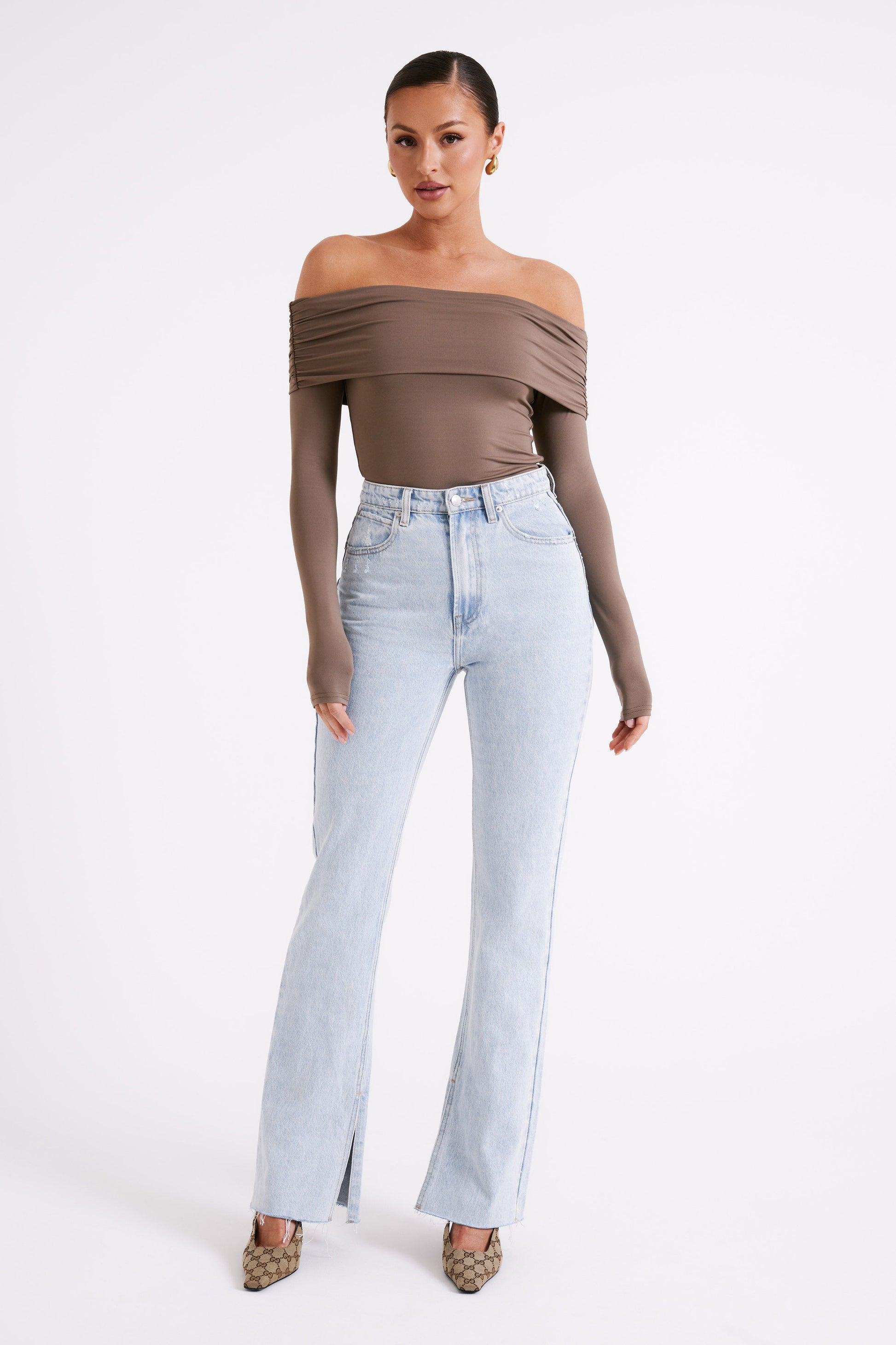 Lucinda Recycled Nylon Off Shoulder Top - Coco #5