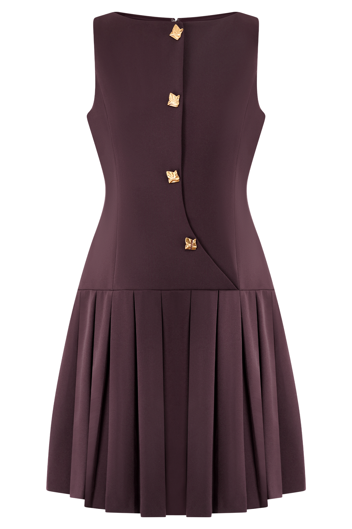 Mackenzie Sleeveless Pleated Mini Dress - Mahogany #9