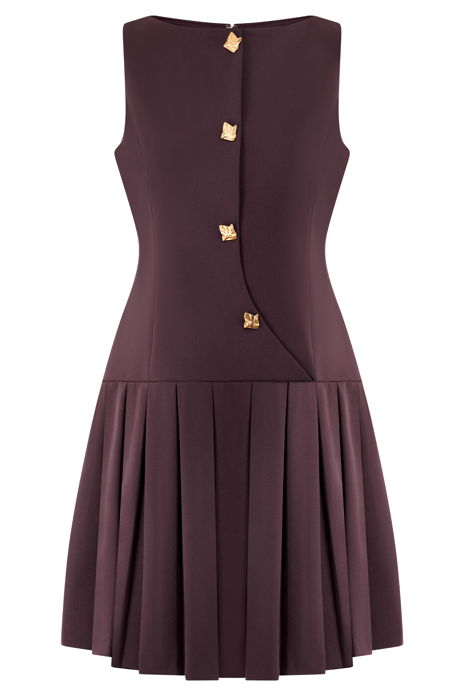 Mackenzie Sleeveless Pleated Mini Dress - Mahogany #9