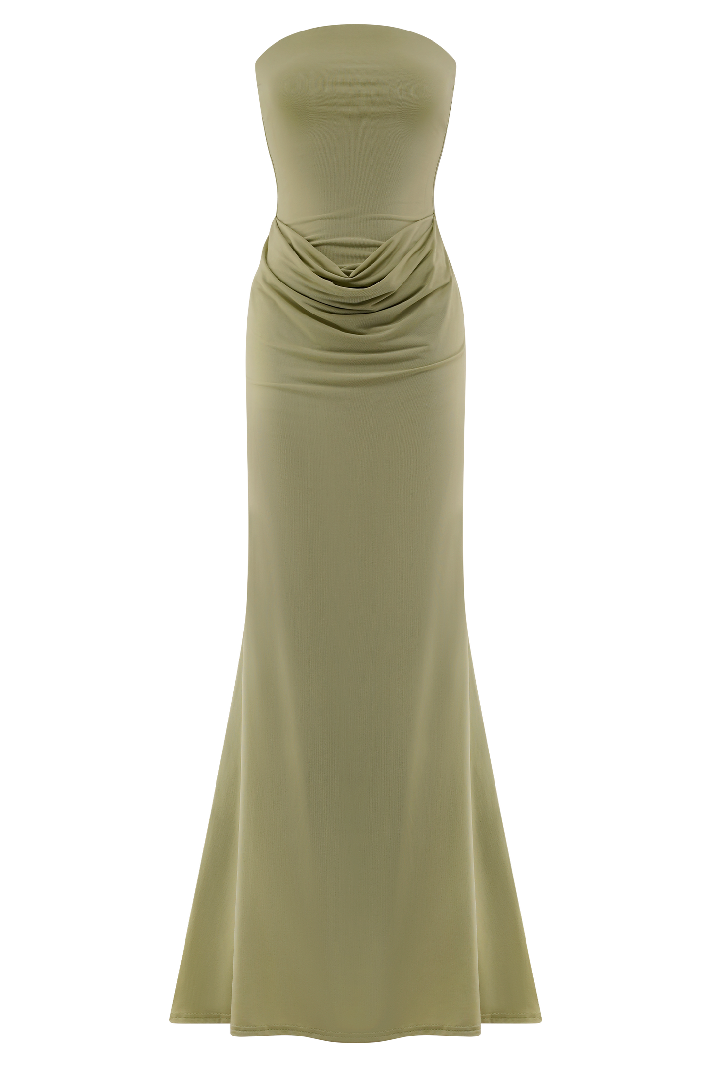 Madison Strapless Slinky Maxi Dress - Sage