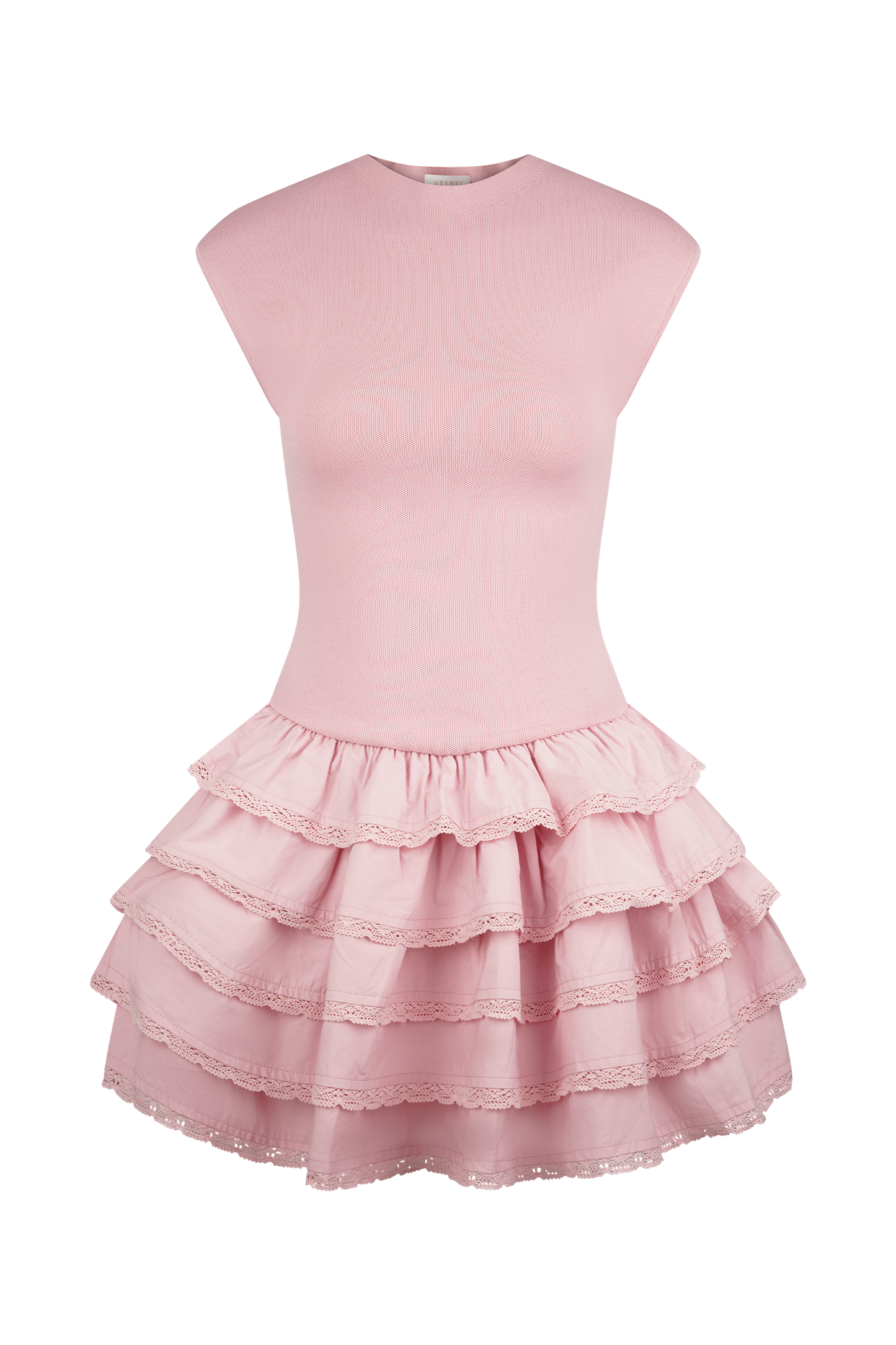 Maeve Ruffle Knit Mini Dress - Dusty Pink