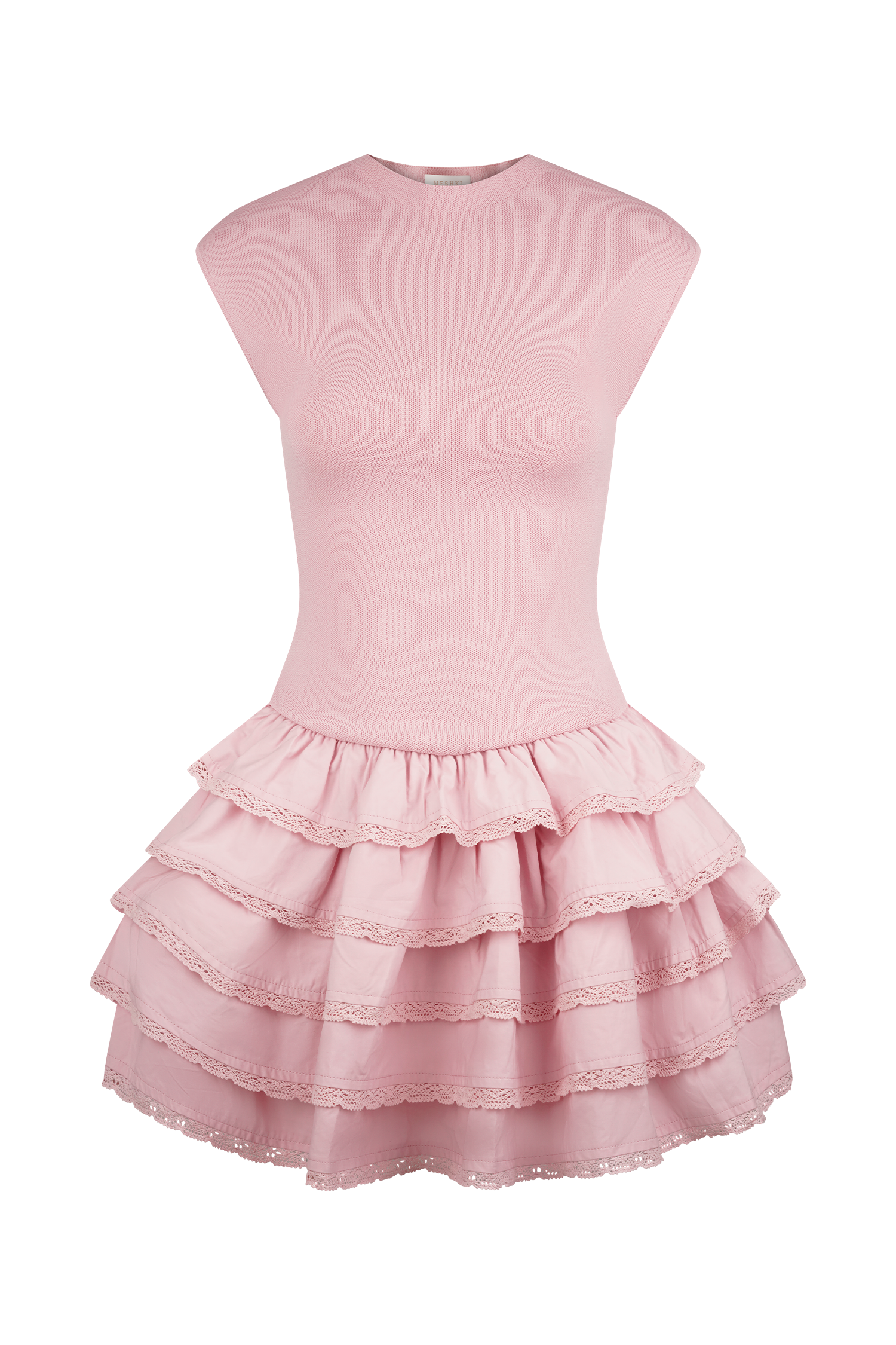 Maeve Ruffle Knit Mini Dress - Dusty Pink #7