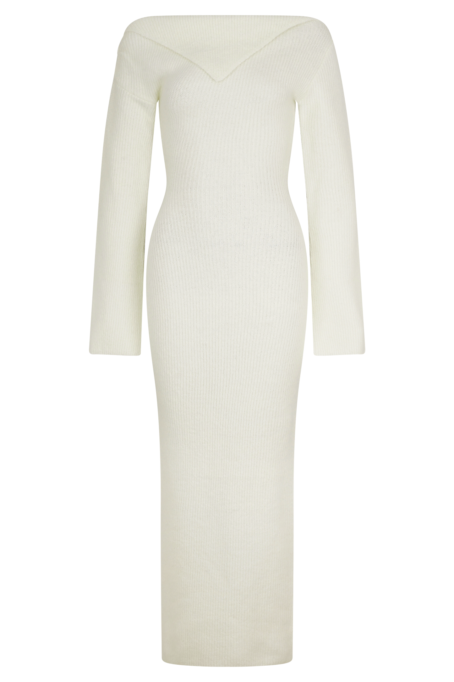 Magenta One Shoulder Fluffy Knit Midi Dress - Ivory