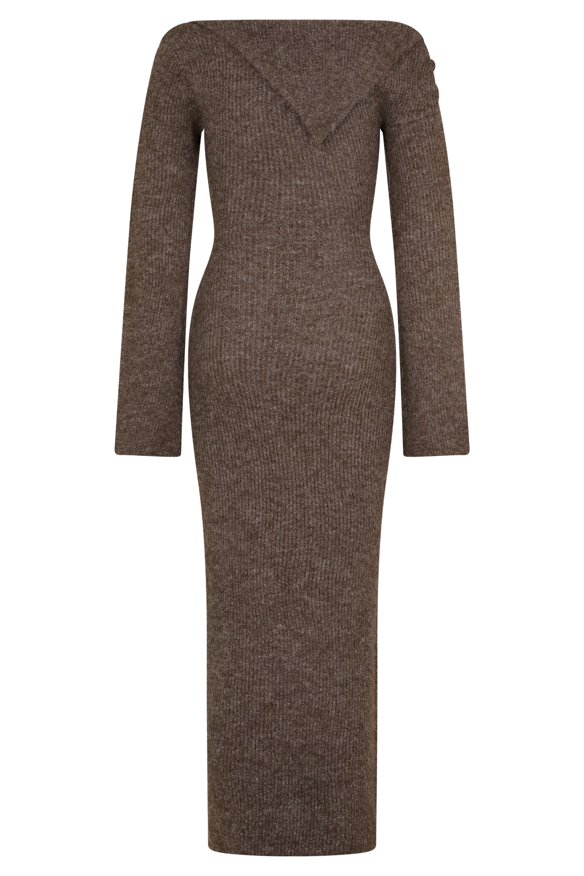 Magenta One Shoulder Fluffy Knit Midi Dress - Pecan #6