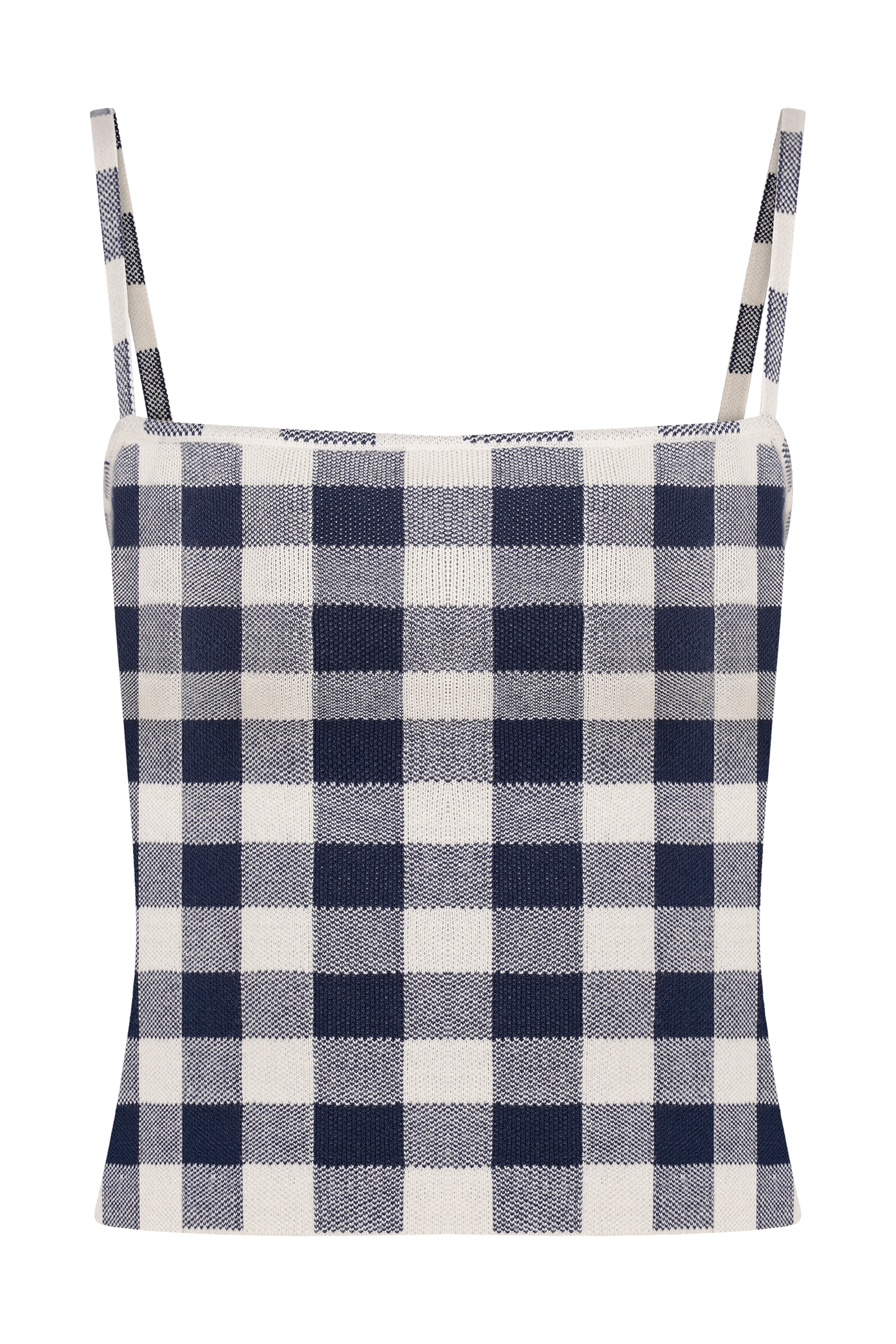 Marcie Sleeveless Knit Top - Navy Gingham