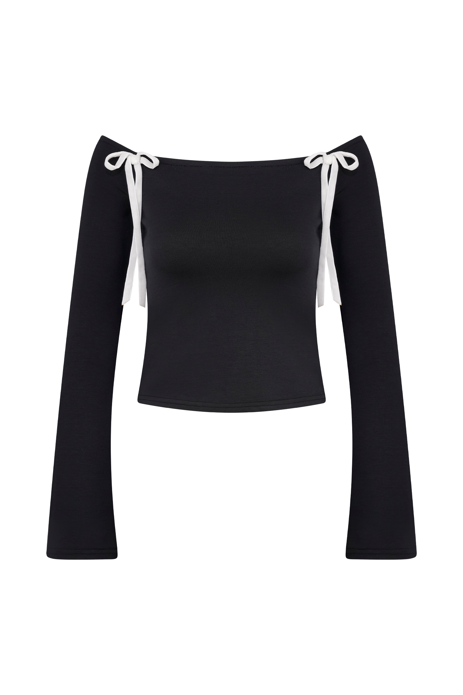 Marlene Scuba Jersey Contrast Top - Black/White #9