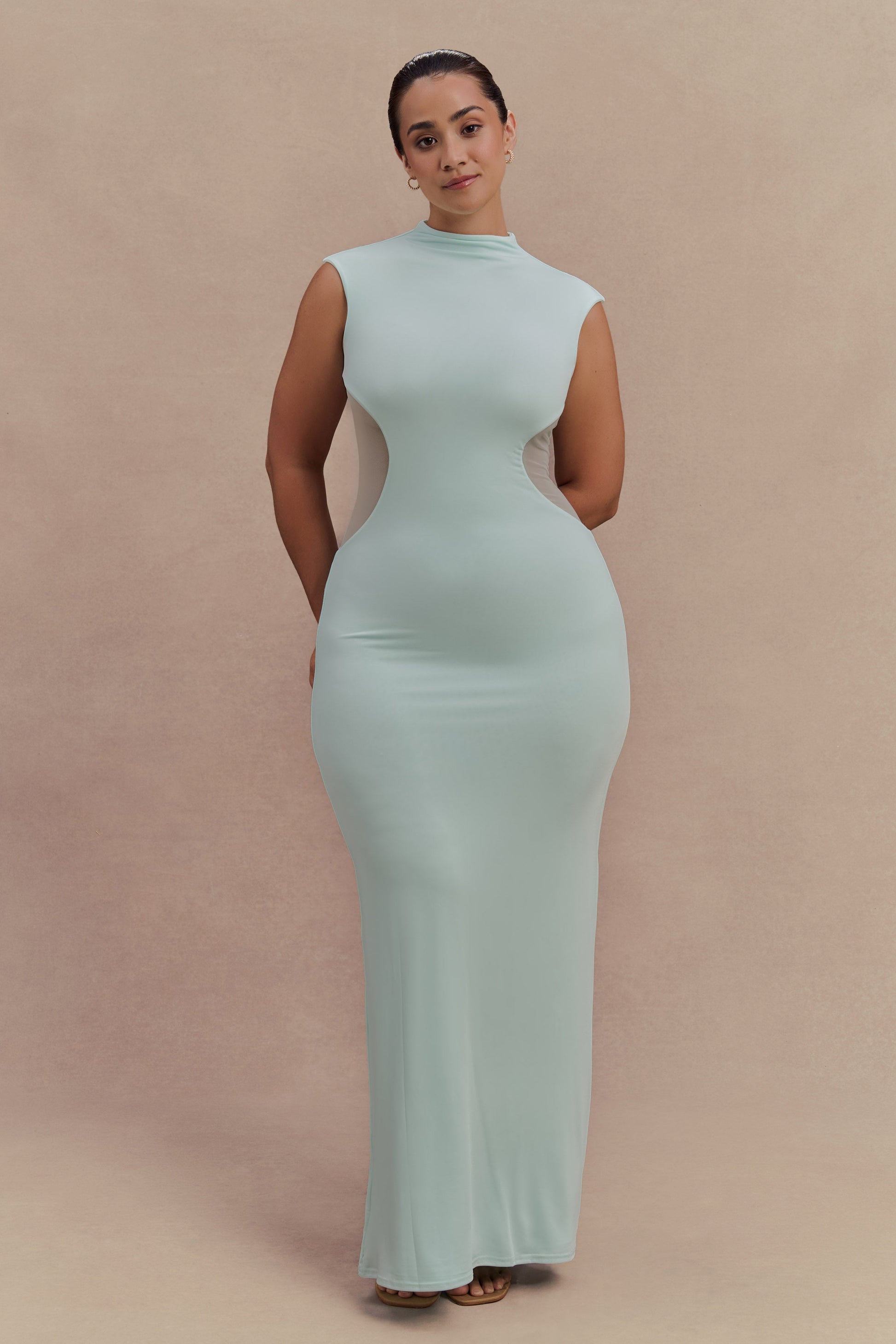 Massie Slinky And Mesh Maxi Dress - Lagoon #5