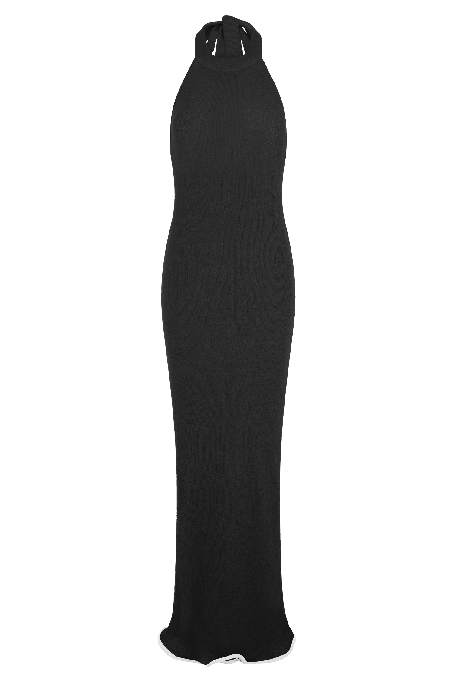 Melodie Halter Knit Maxi Dress - Black/White #8