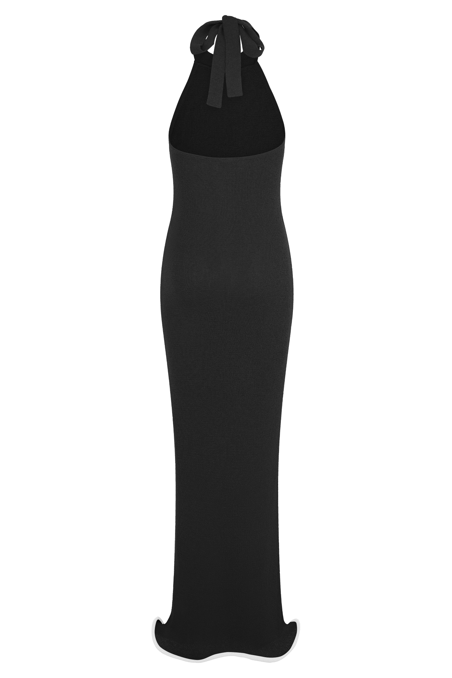 Melodie Halter Knit Maxi Dress - Black/White #7