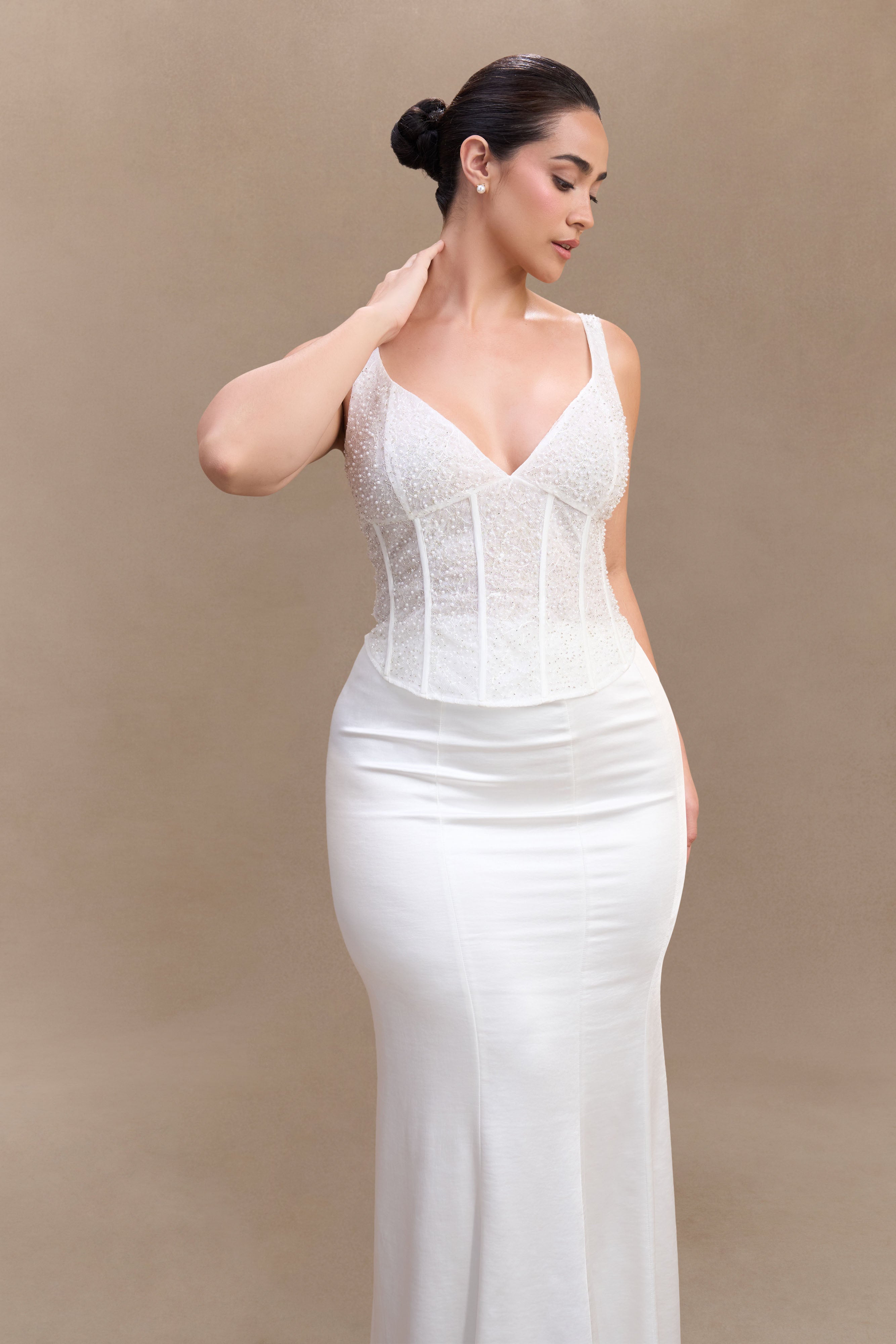 Elsie Pearl Beaded Bustier Top