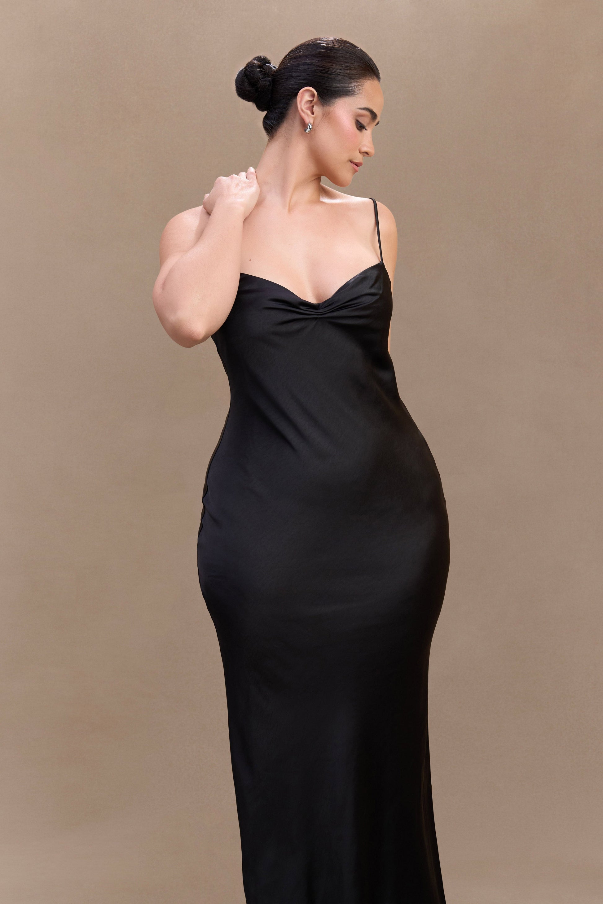 Lilly Sweetheart Satin Maxi Dress - Black #7