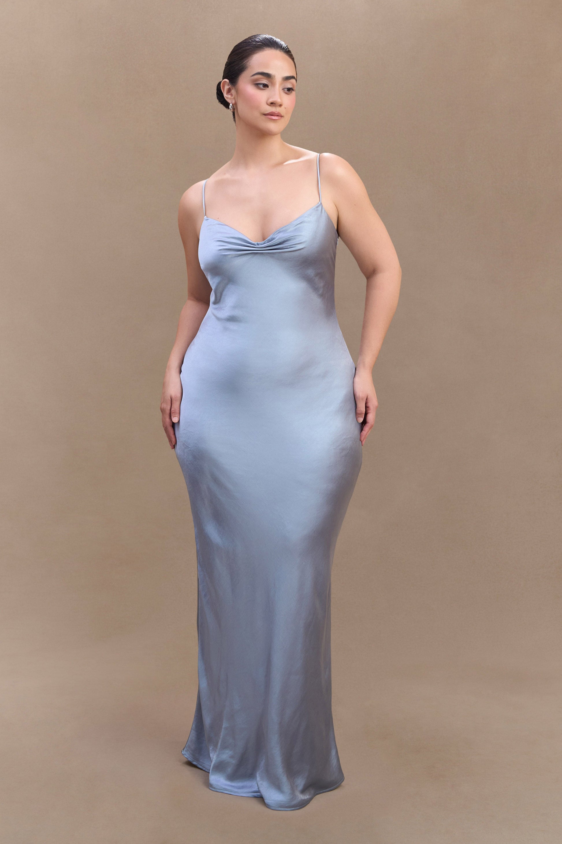 Lilly Sweetheart Satin Maxi Dress - Frosted Blue #4