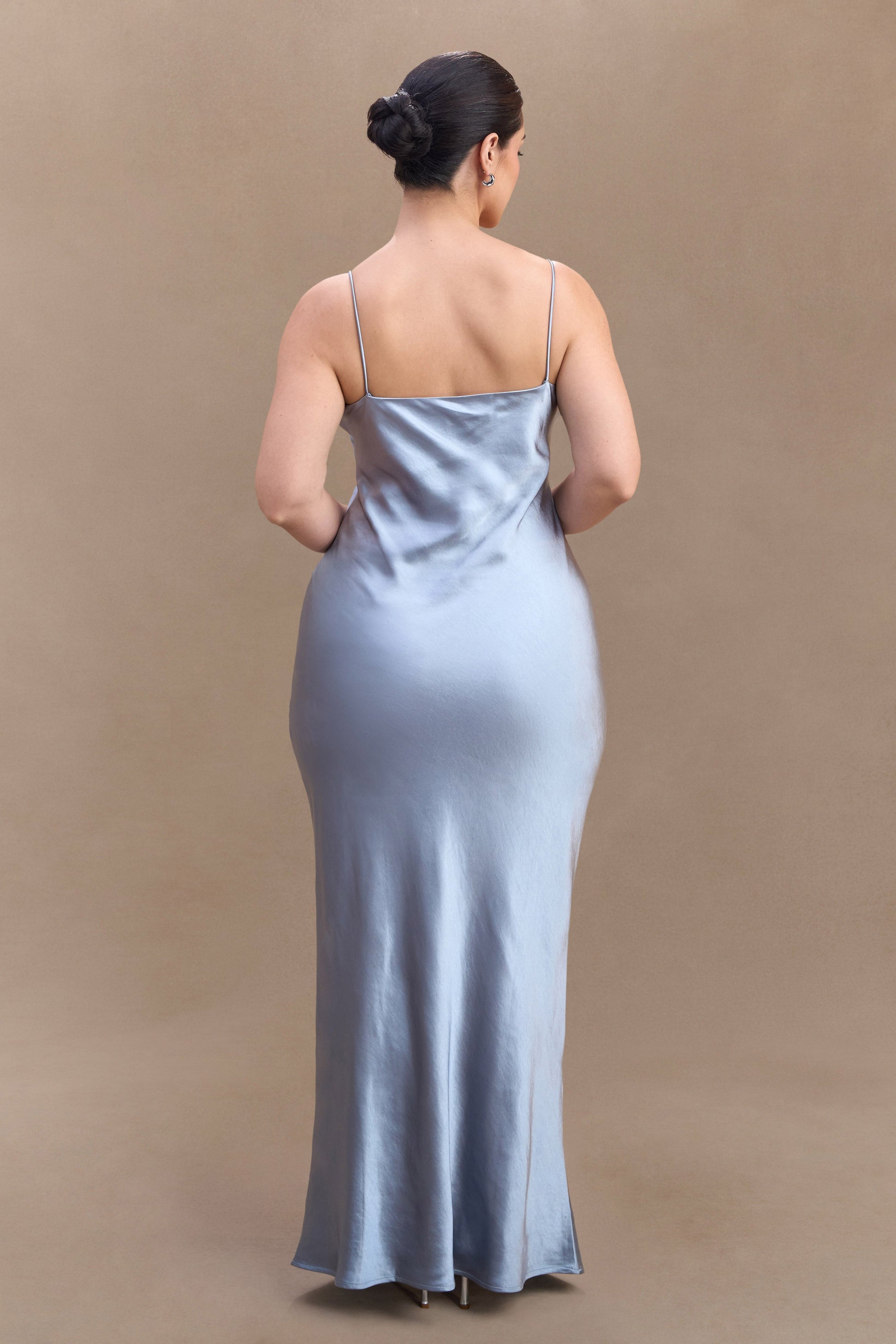 Lilly Sweetheart Satin Maxi Dress - Frosted Blue #6