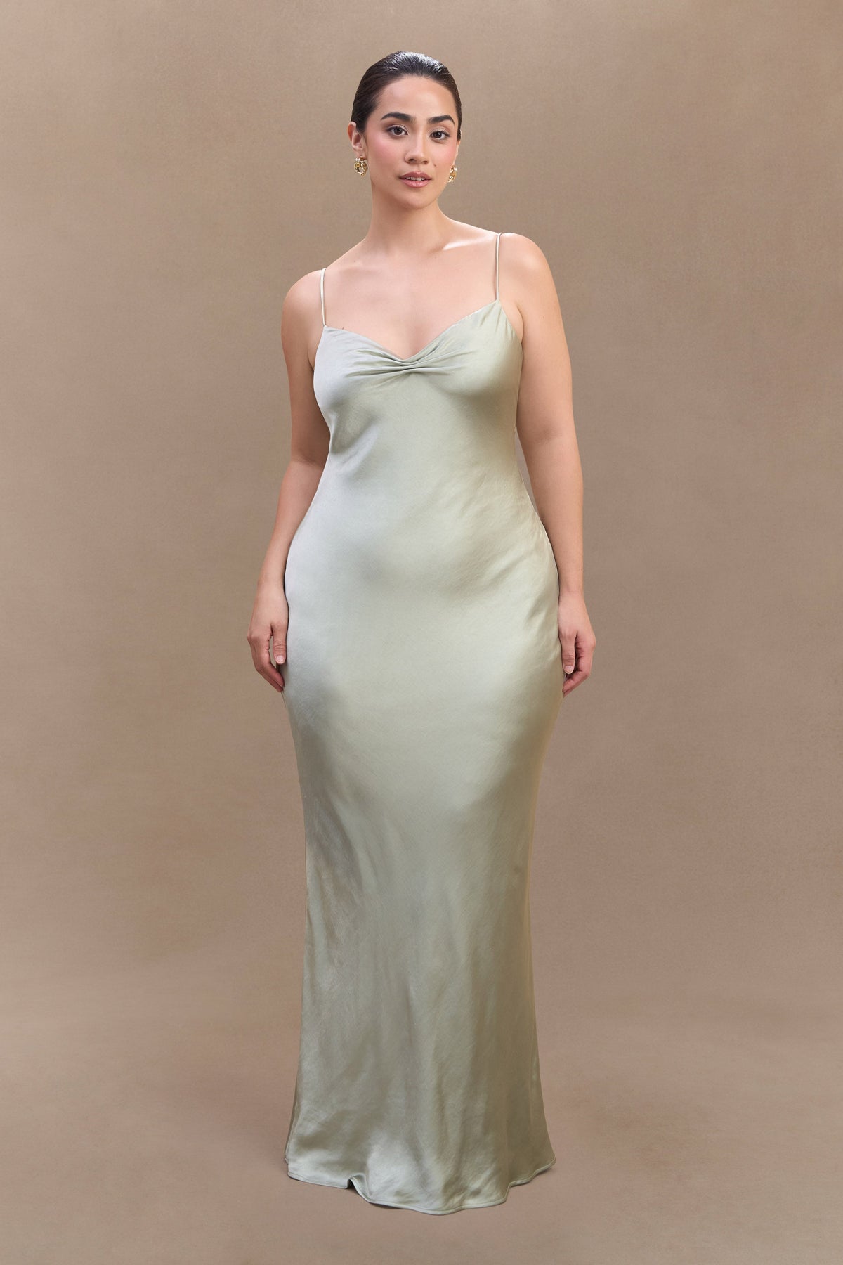 Lilly Sweetheart Satin Maxi Dress - Sage #5