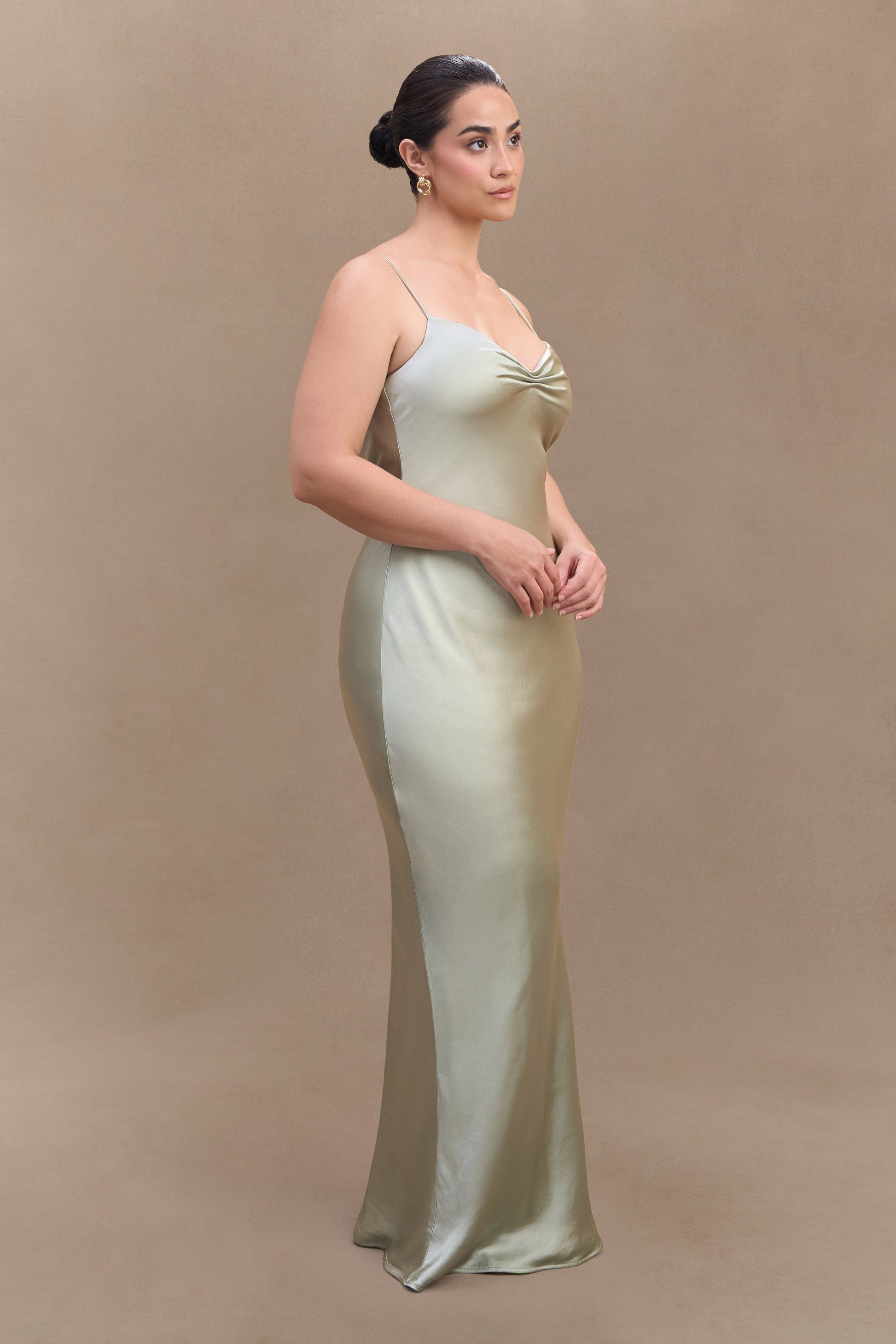 Lilly Sweetheart Satin Maxi Dress - Sage #8