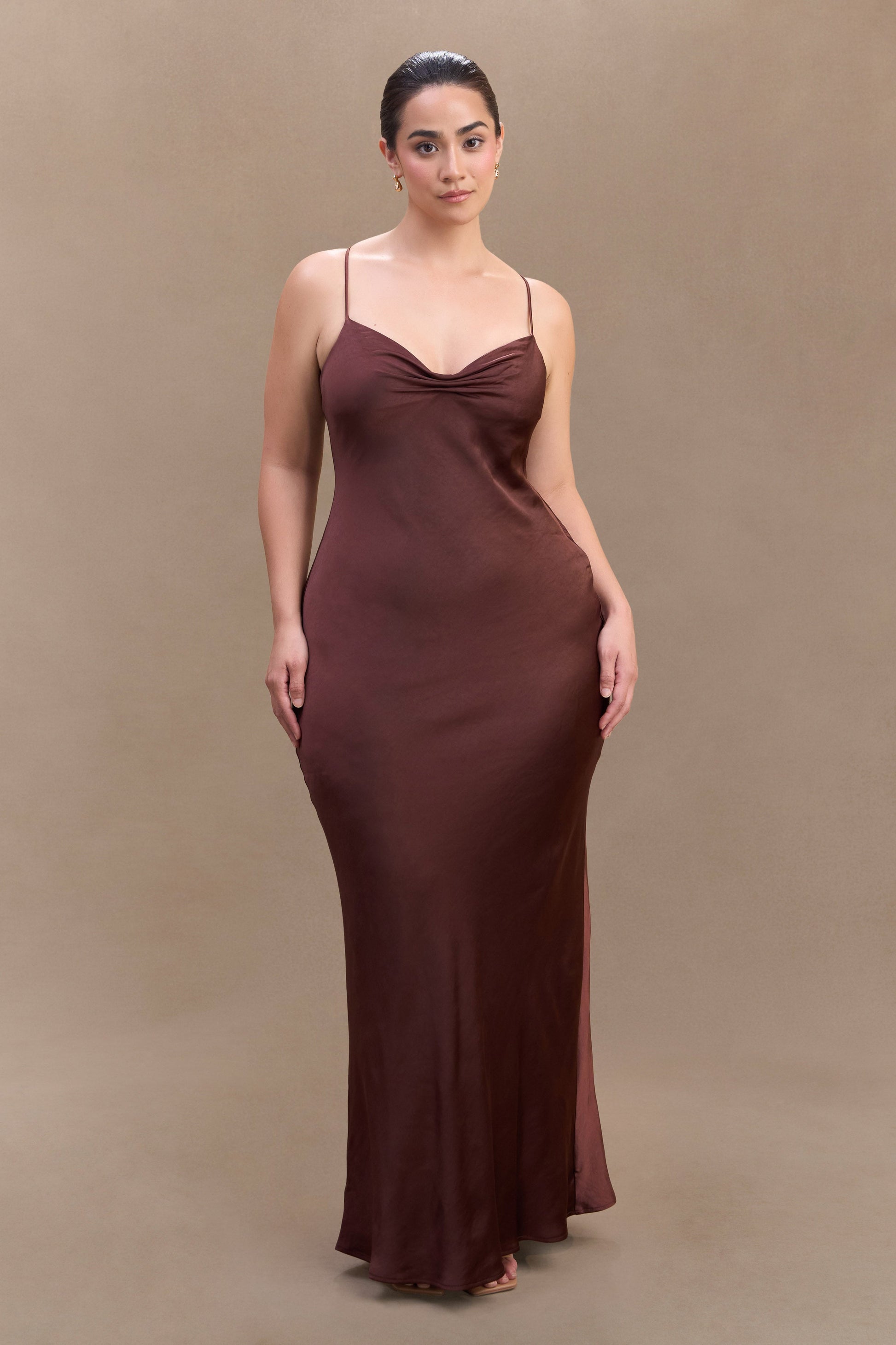 Lilly Sweetheart Satin Maxi Dress - Dark Chocolate #5