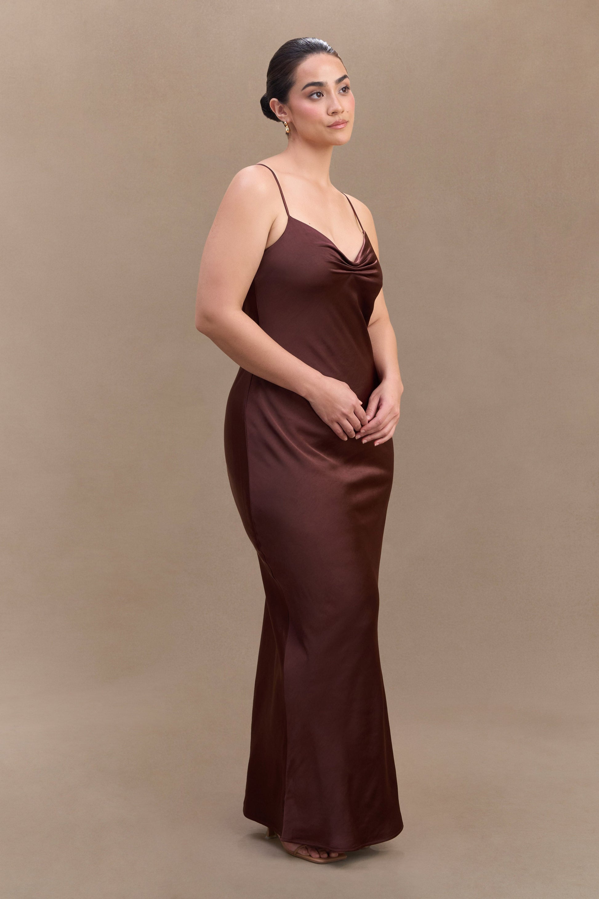 Lilly Sweetheart Satin Maxi Dress - Dark Chocolate #7