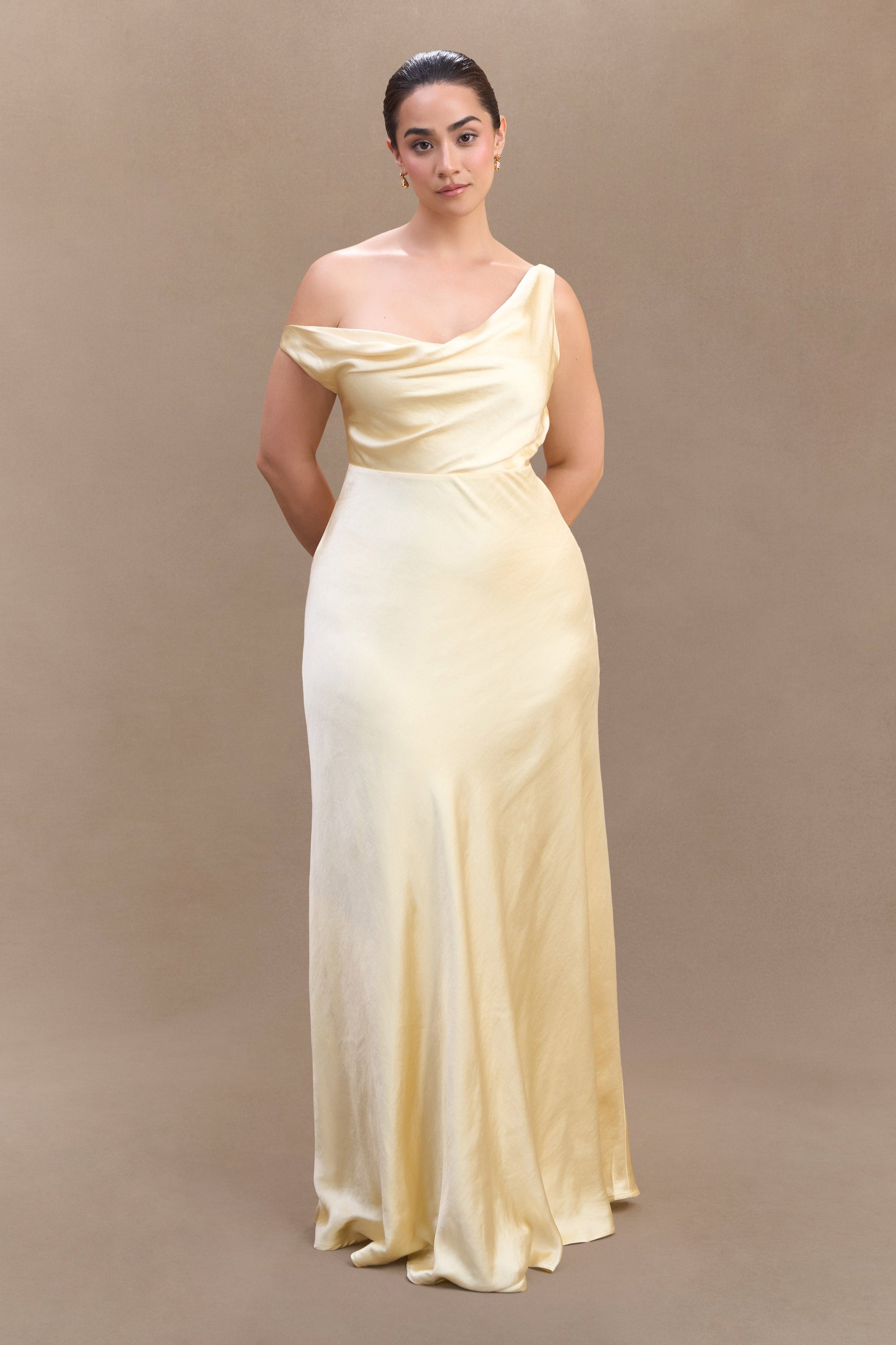 Jacinta One Shoulder Maxi Dress - Pastel Lemon #4