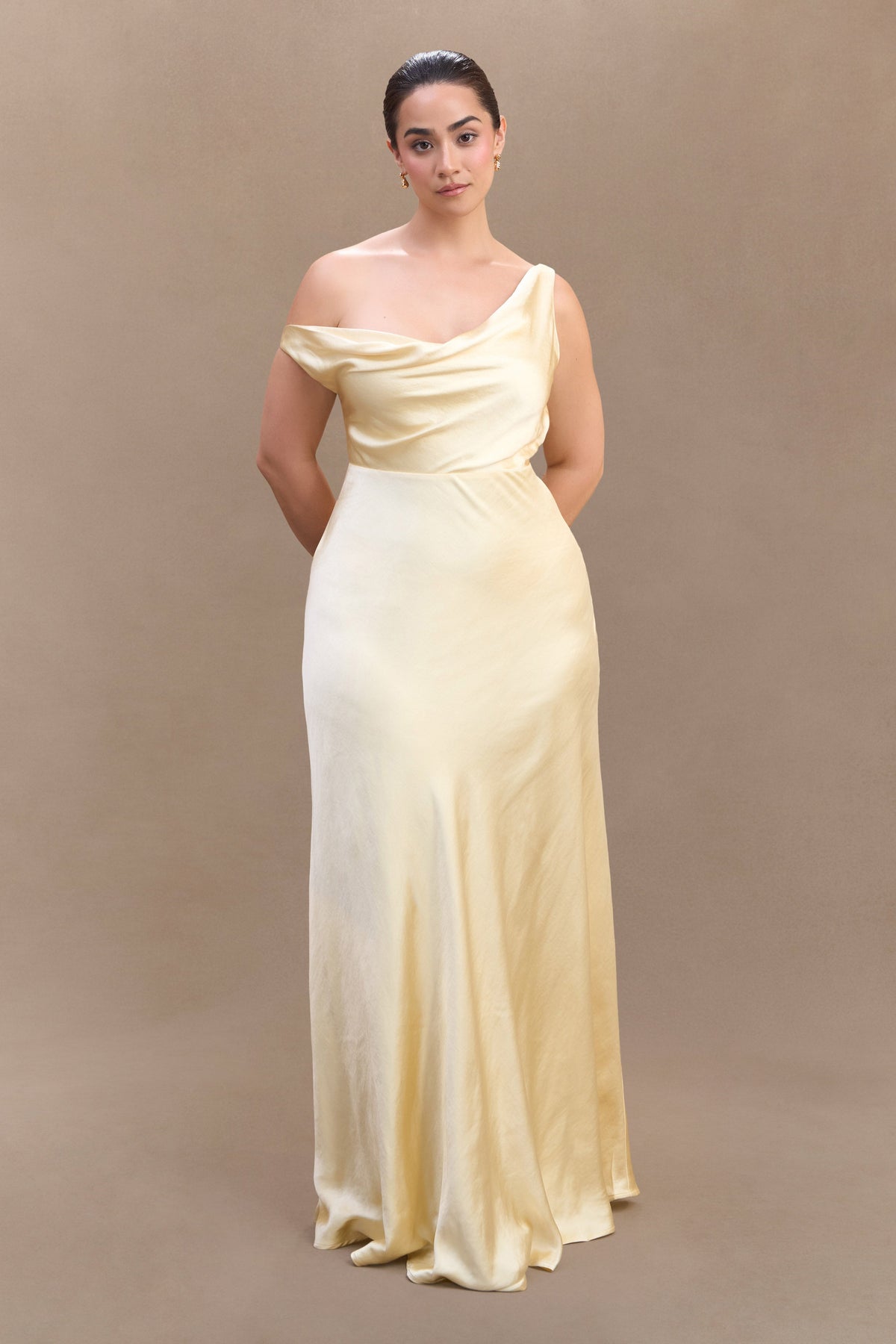 Jacinta One Shoulder Maxi Dress - Pastel Lemon
