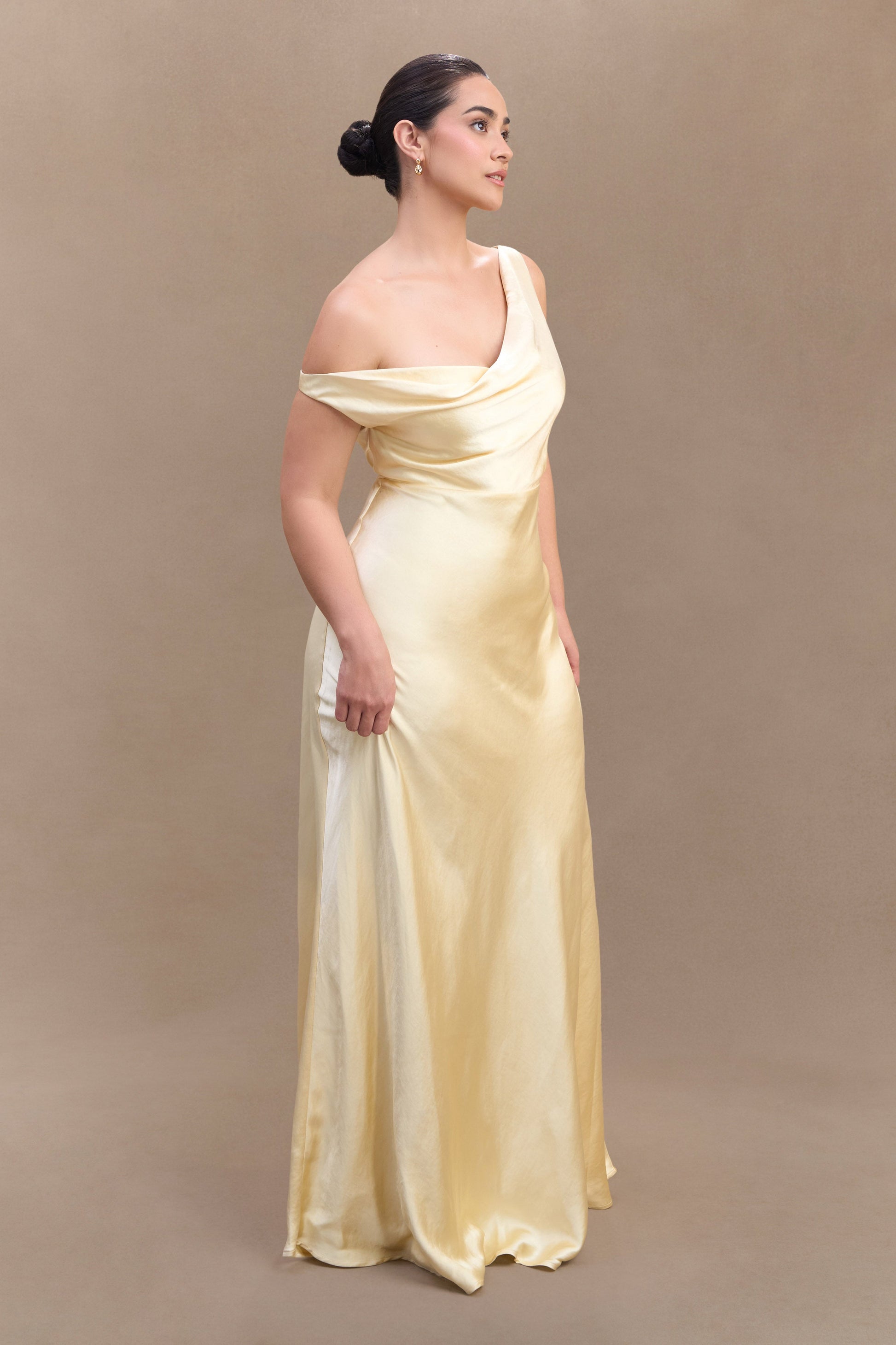 Jacinta One Shoulder Maxi Dress - Pastel Lemon #6