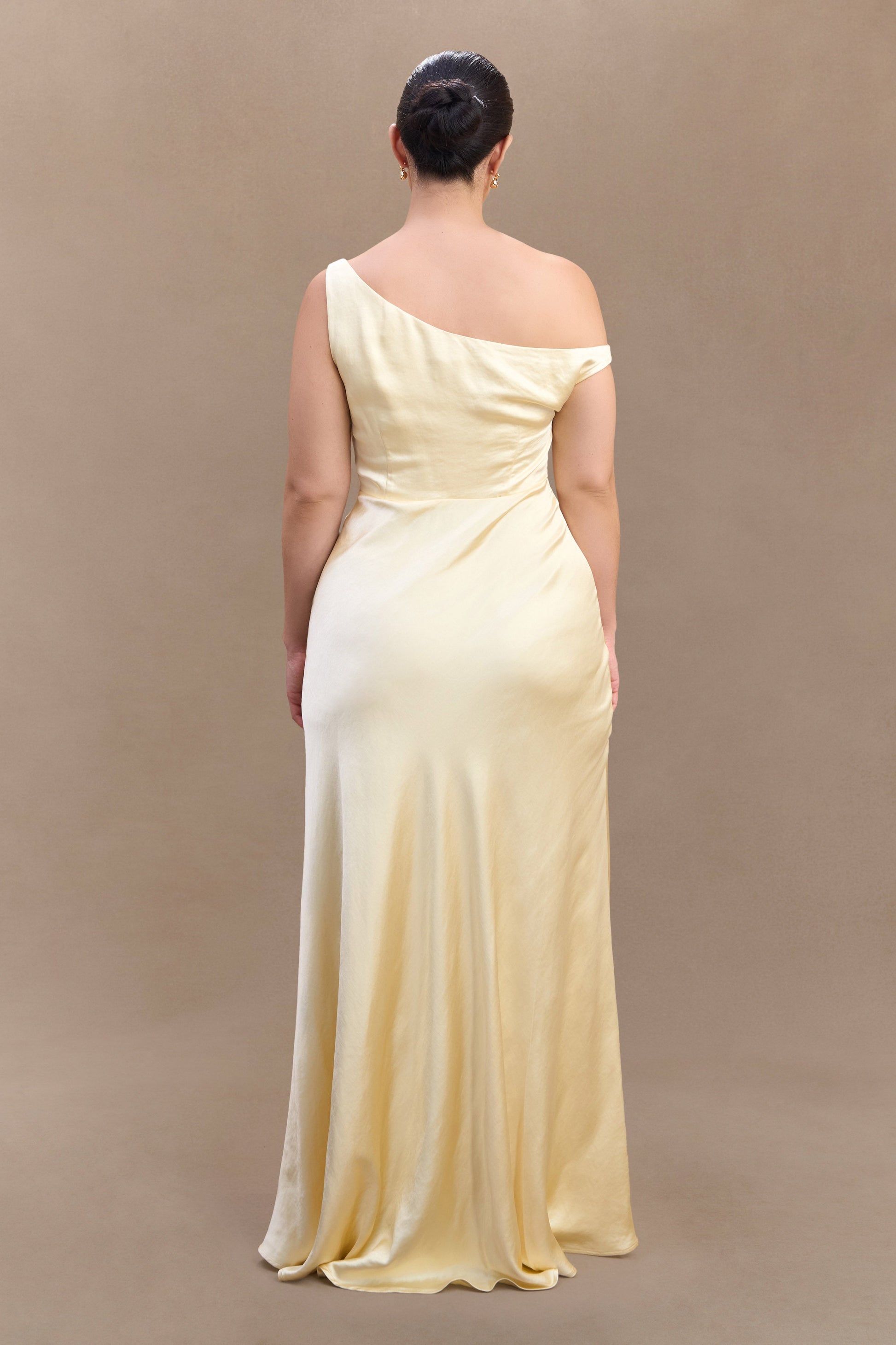 Jacinta One Shoulder Maxi Dress - Pastel Lemon #5