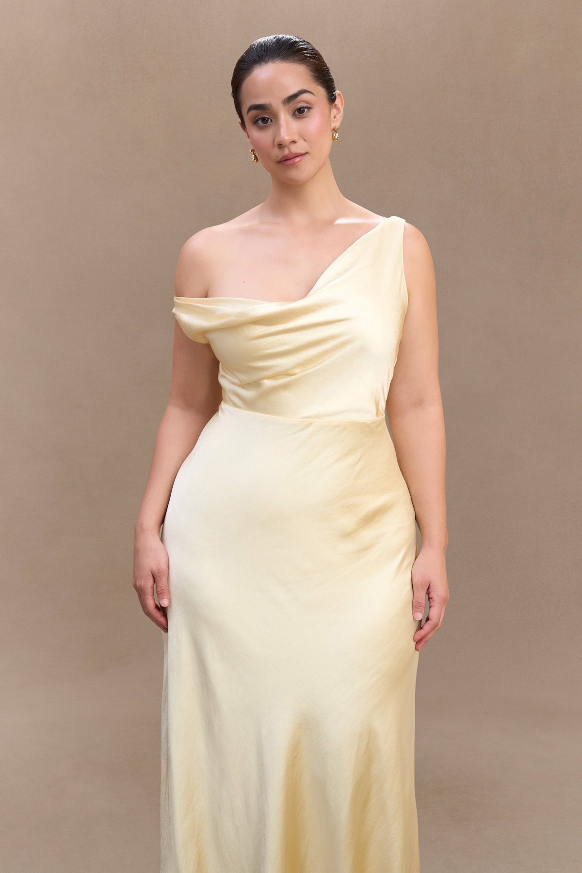 Jacinta One Shoulder Maxi Dress - Pastel Lemon