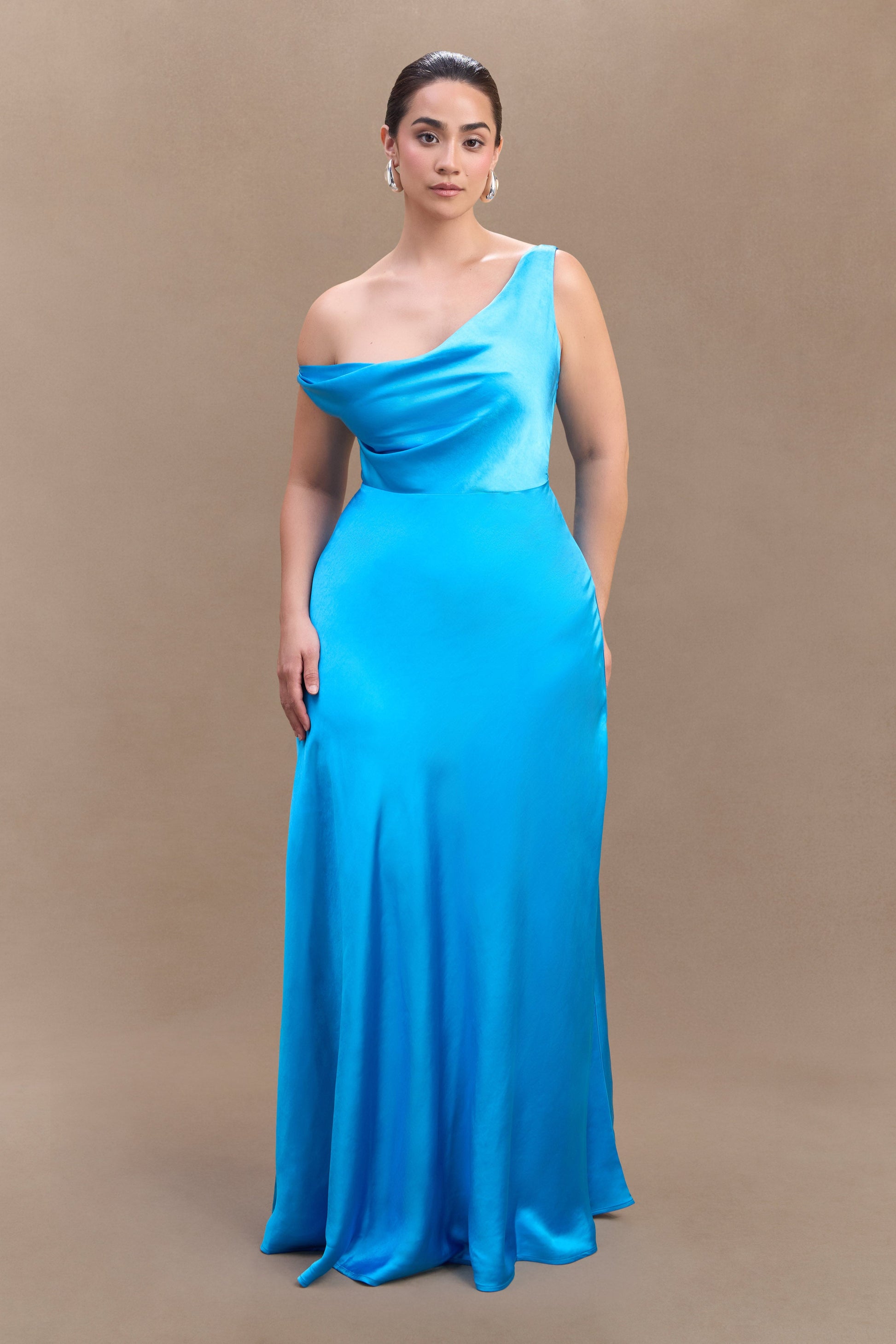 Jacinta One Shoulder Maxi Dress - Cyan Blue #4