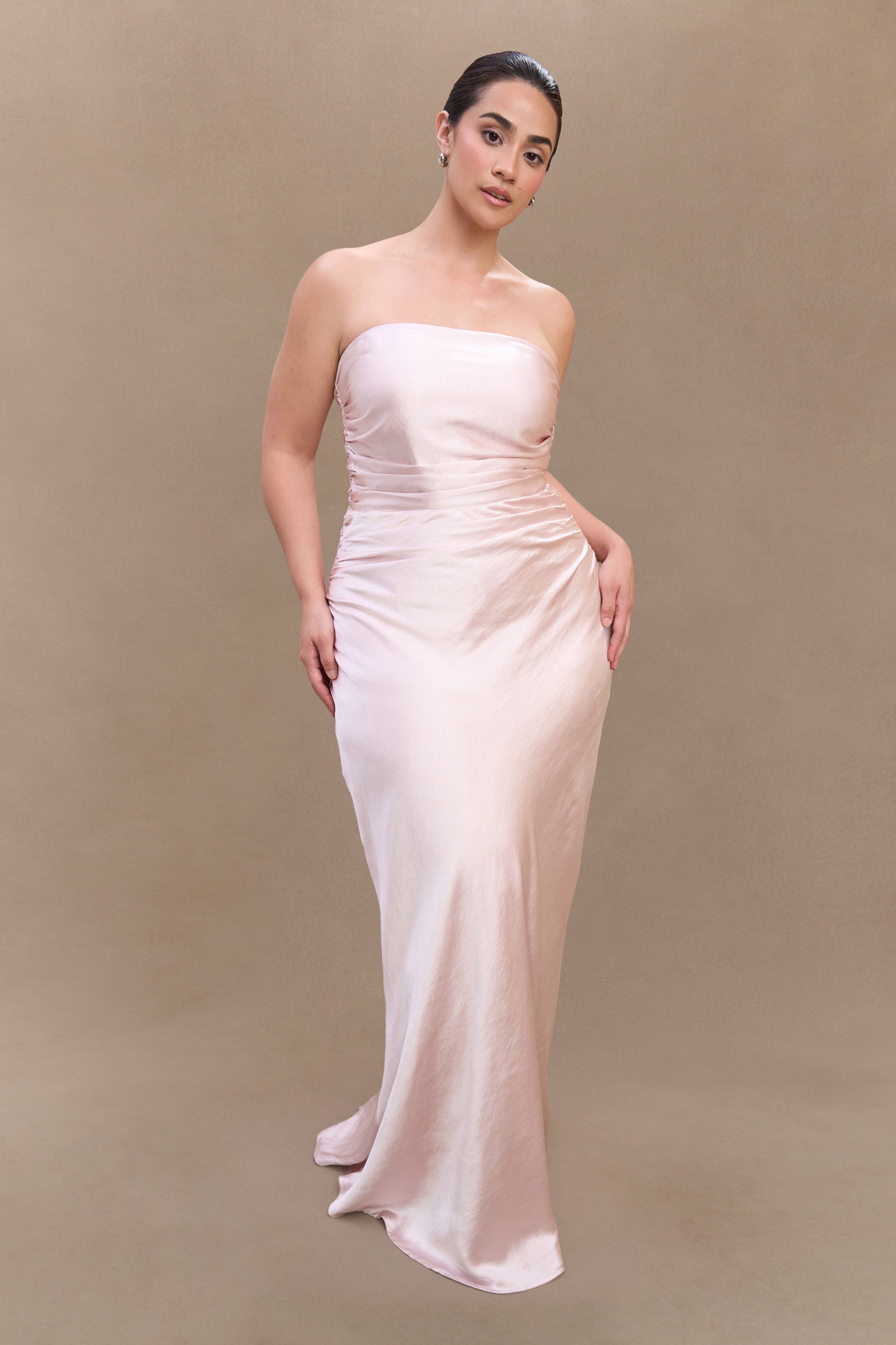 Cedar Strapless Satin Maxi Dress - Soft Pink #7