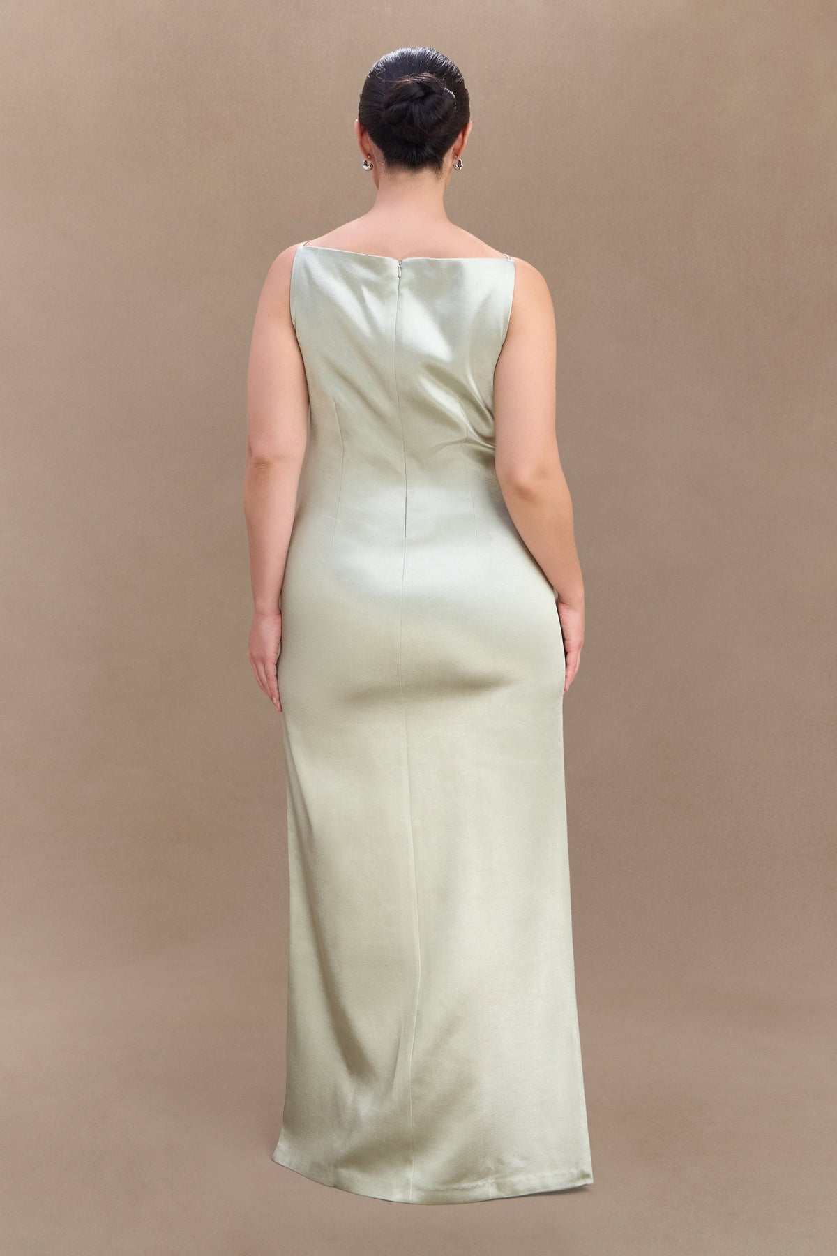 Violet Sleeveless Satin Maxi Dress - Sage #5