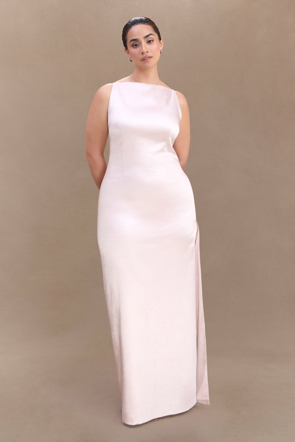 Violet Sleeveless Satin Maxi Dress - Soft Pink #5