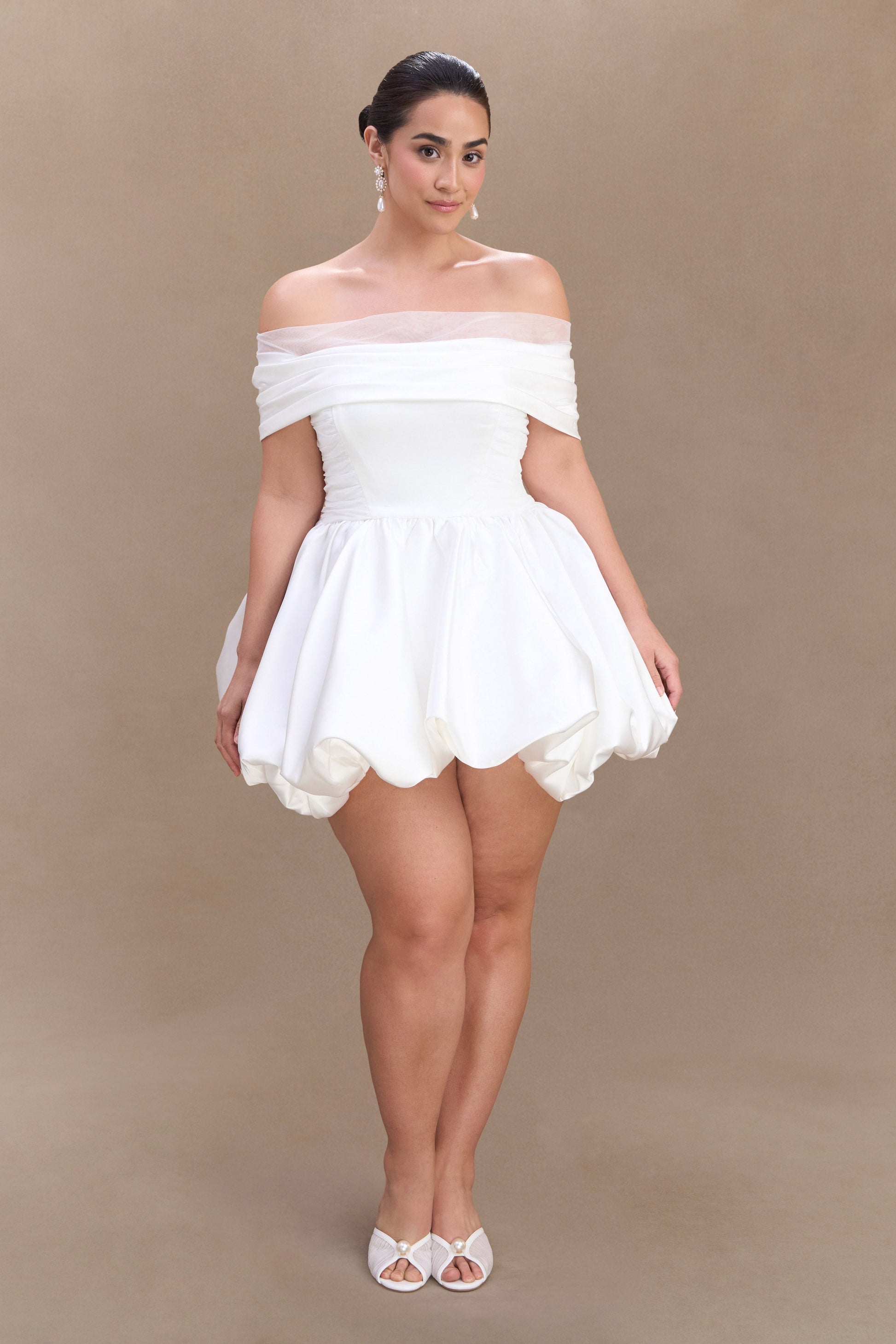 Lauretta Off Shoulder Mini Dress - White #8