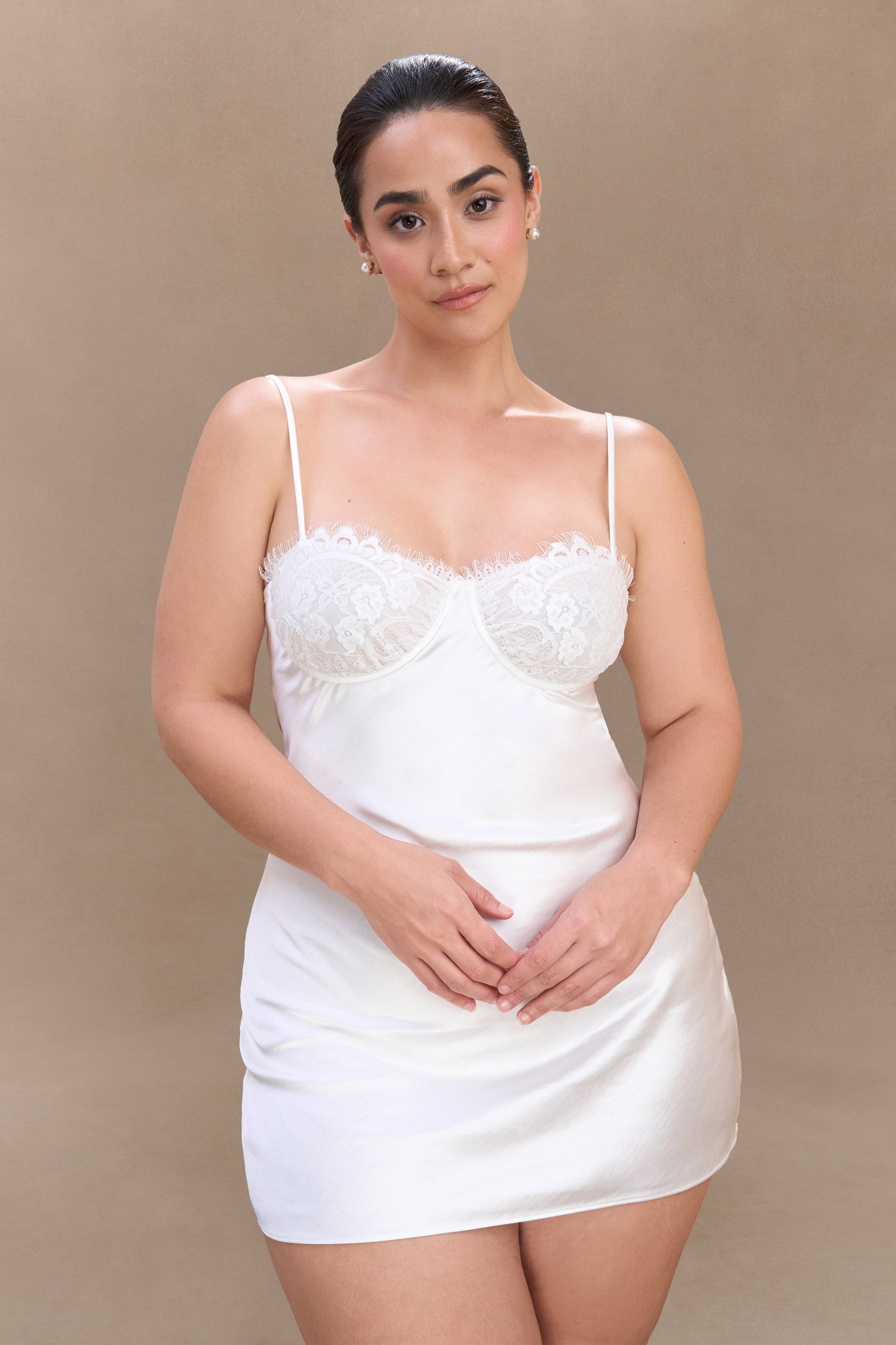 Scarlett Satin Slip Mini Dress - Ivory #10