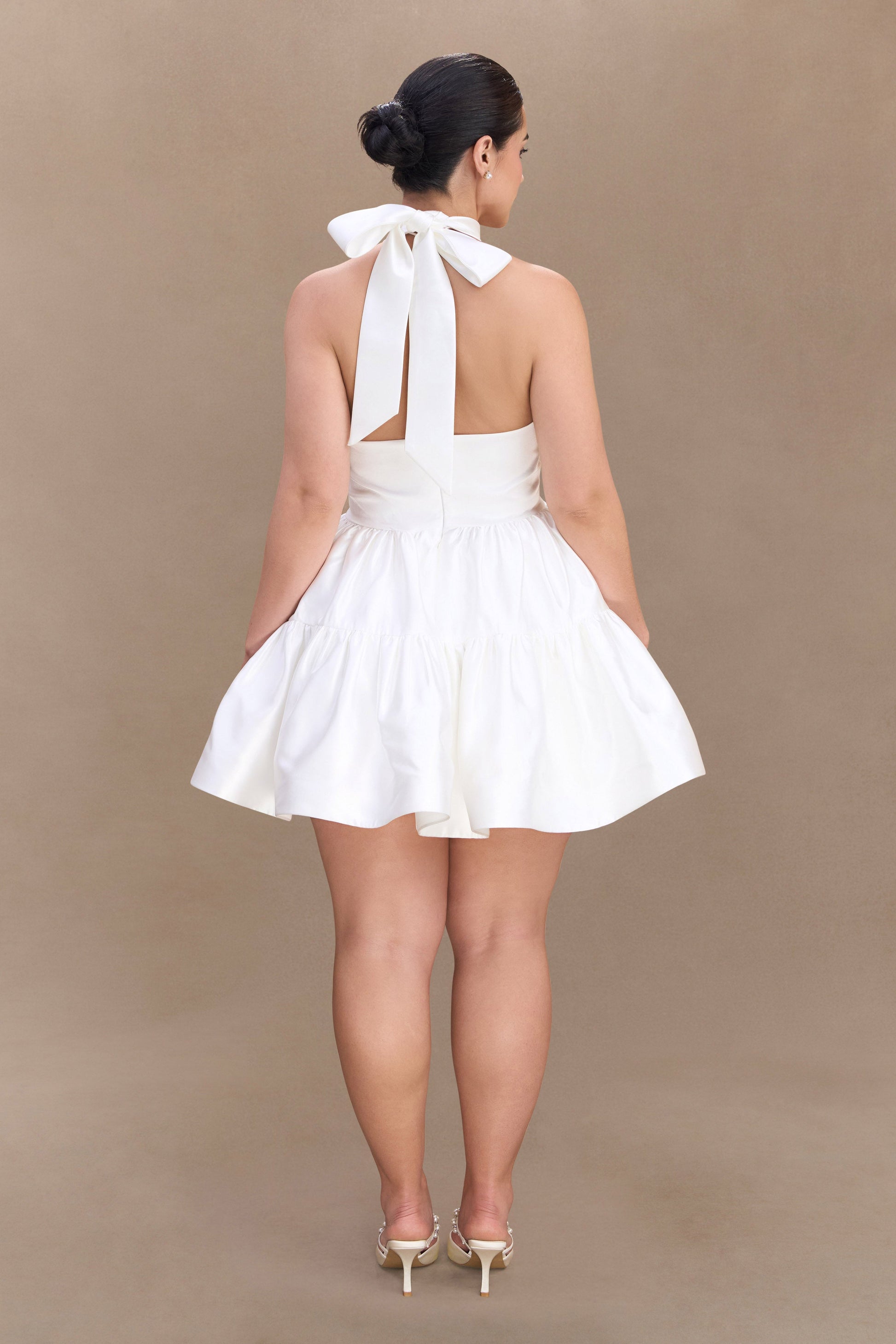 Dorota Satin Halter Mini Dress - White #7