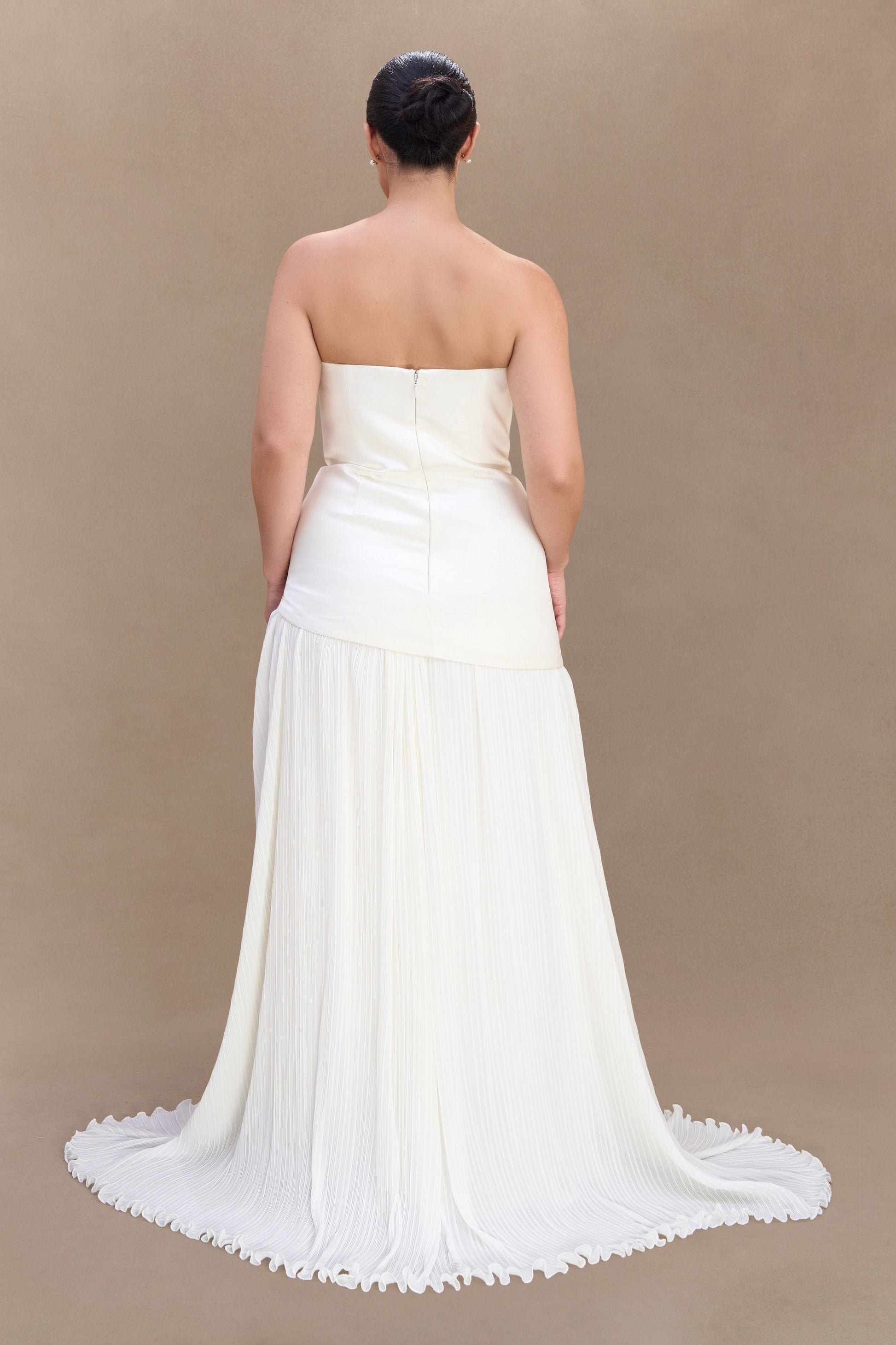 Juno Strapless Pleated Maxi Gown - White #5