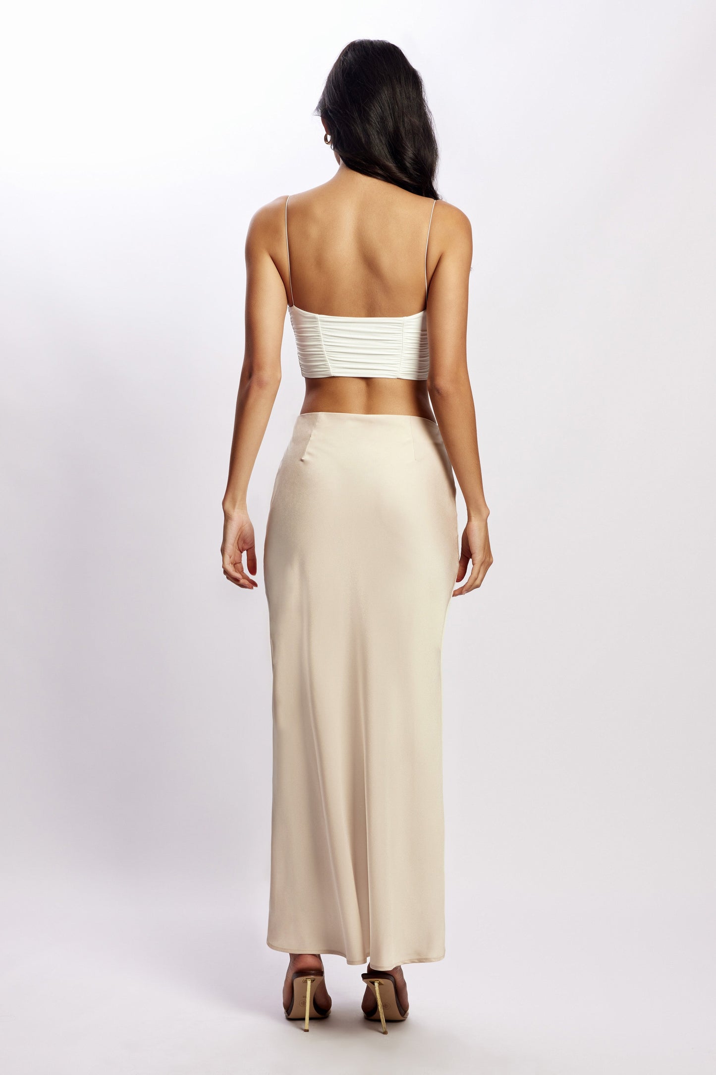 Missy Maxi Satin Skirt - Champagne