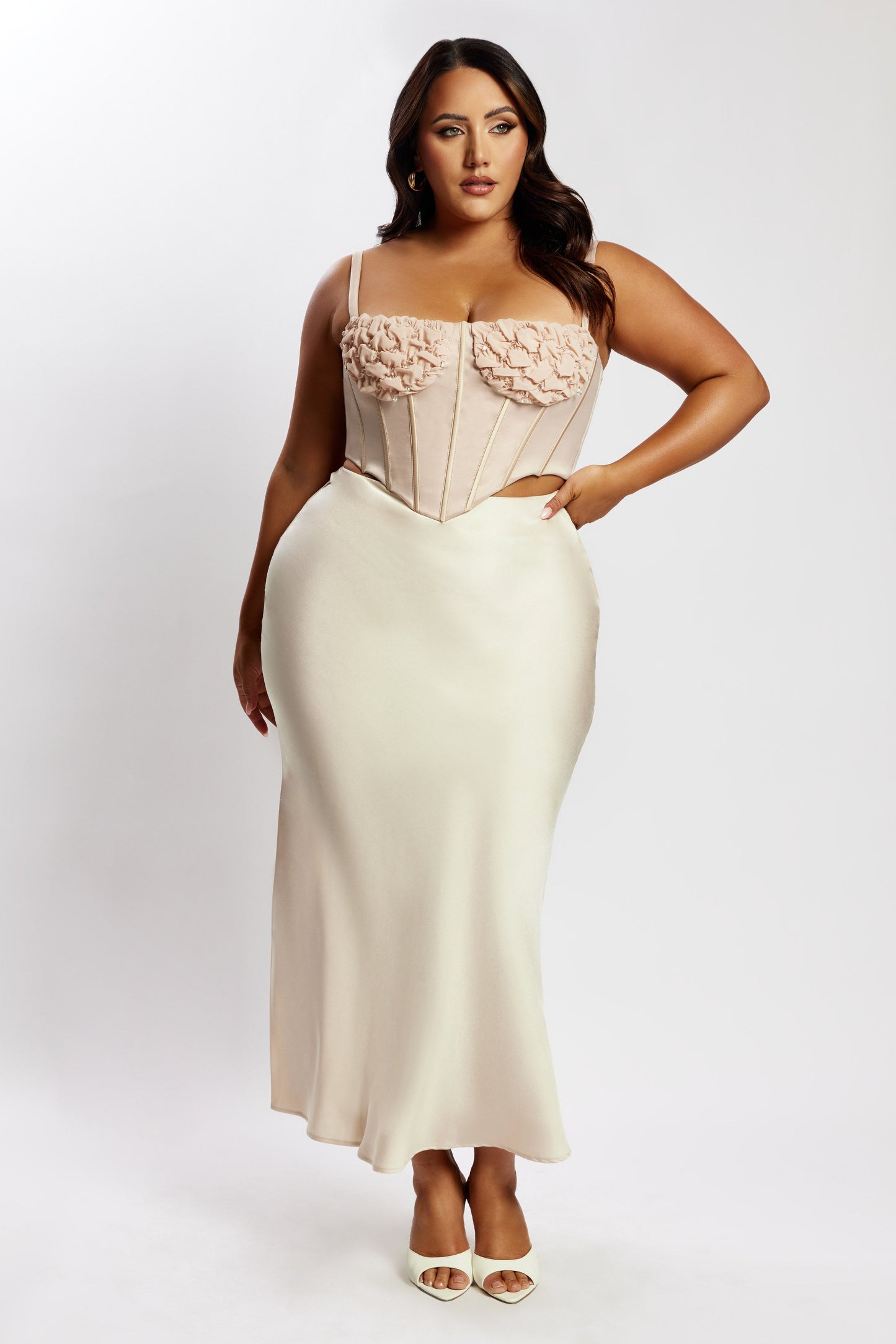 Missy Maxi Satin Skirt - Champagne