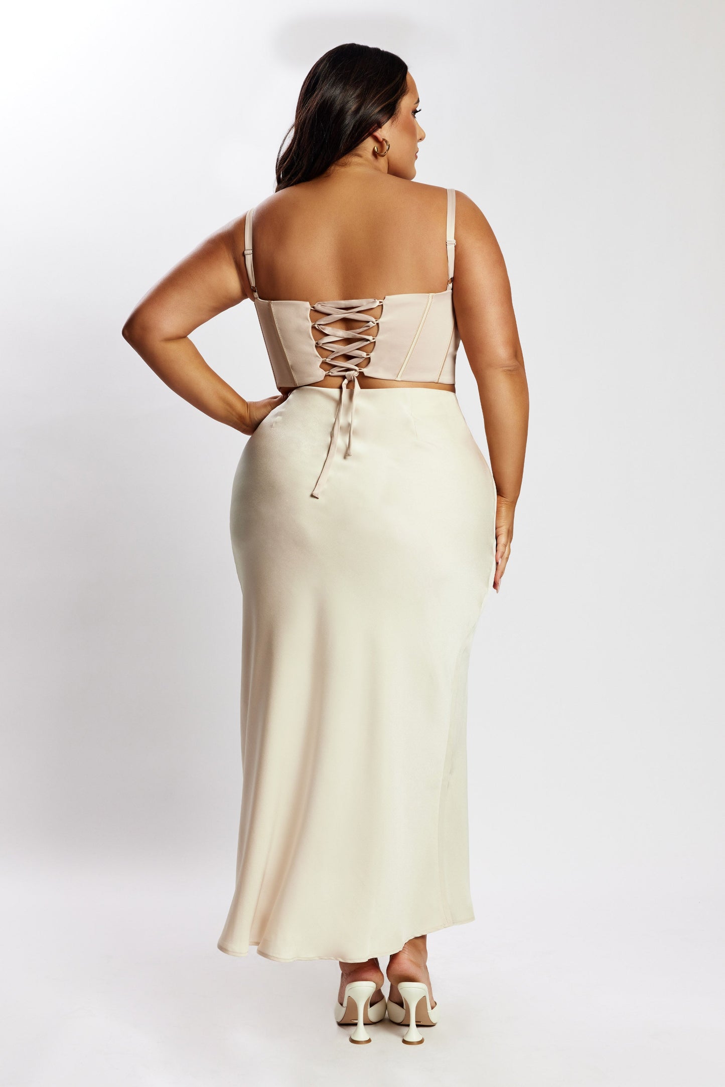 Missy Maxi Satin Skirt - Champagne