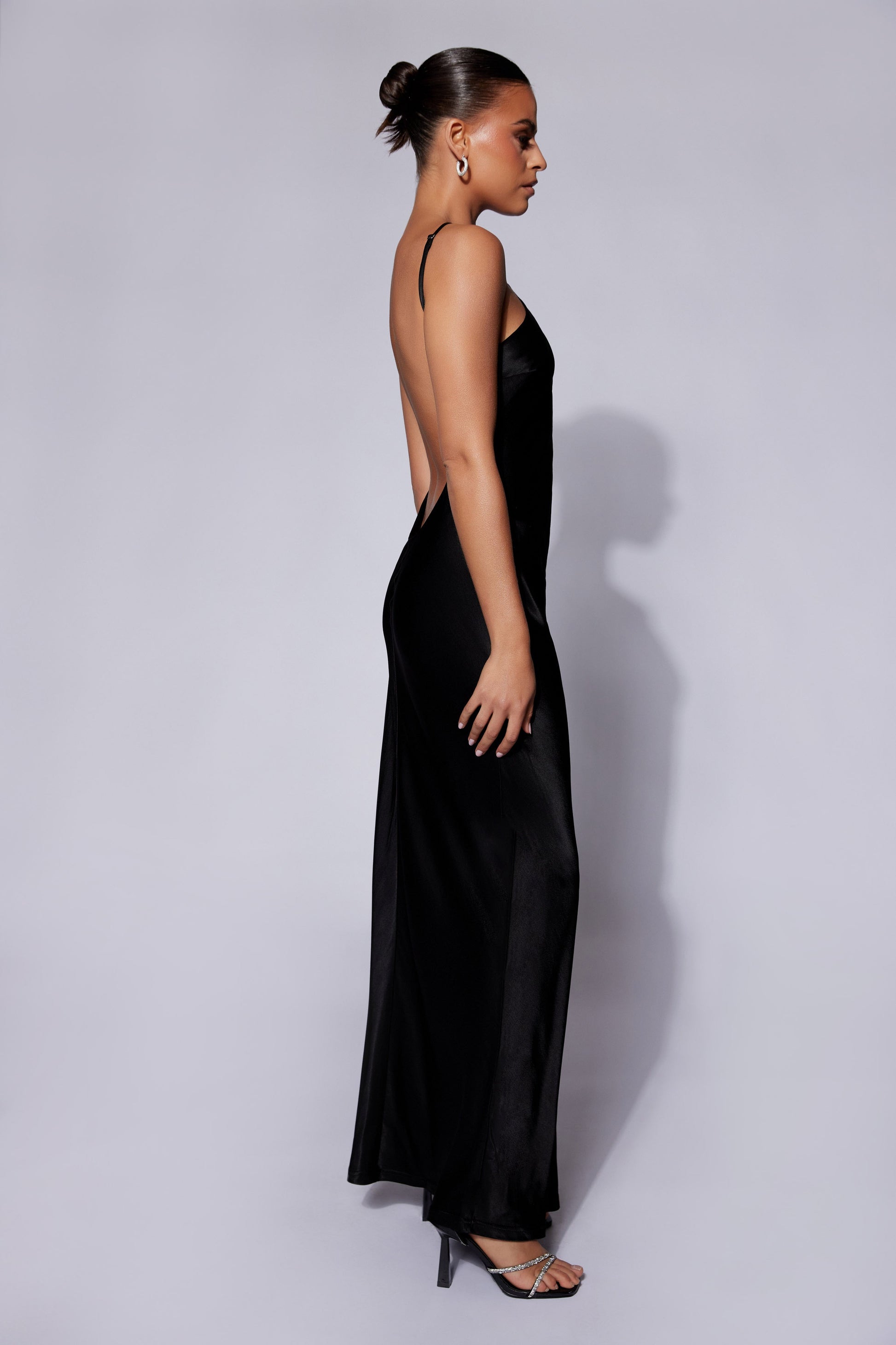 Lucia Satin Cut Out Maxi Dress - Black #7