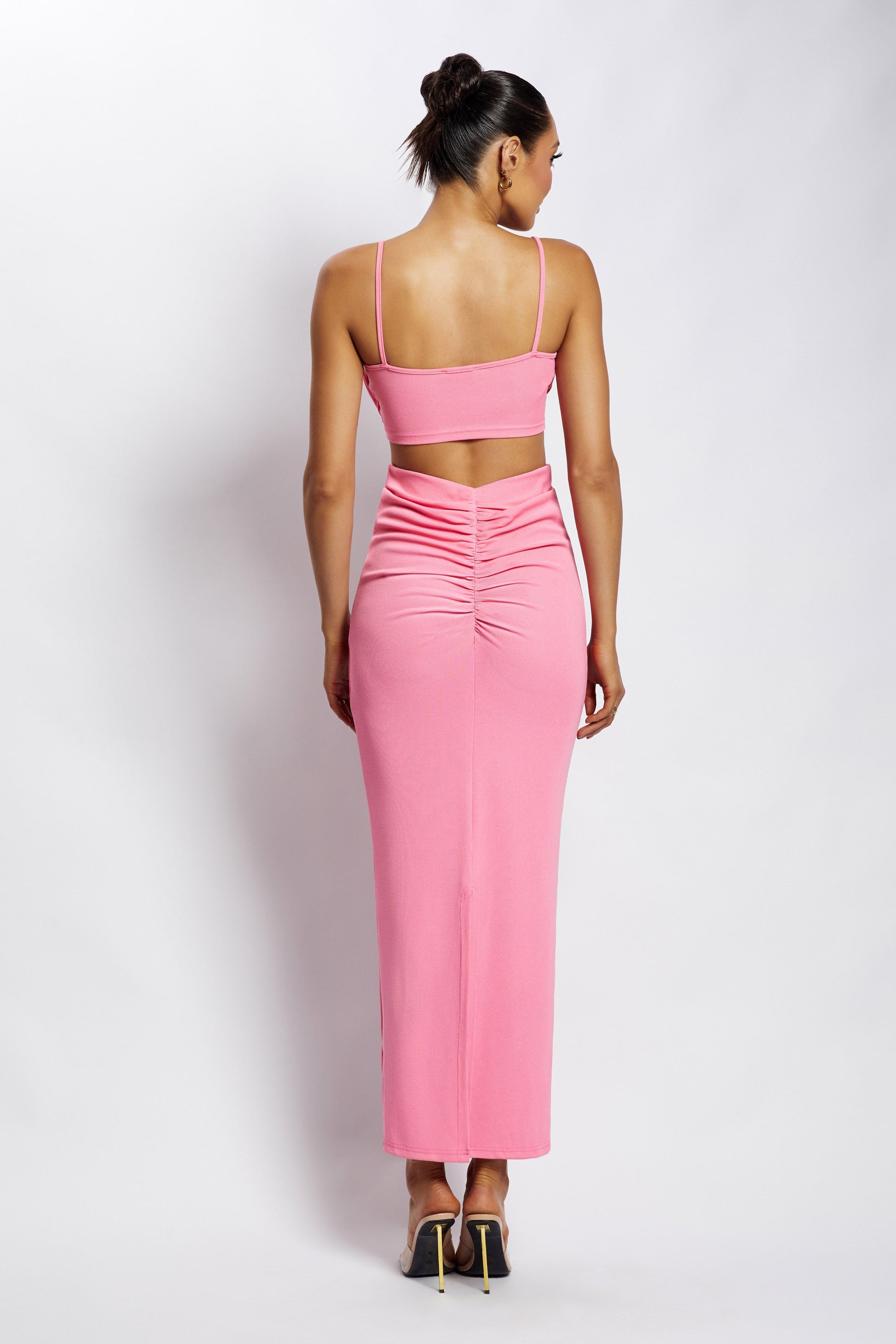 Jordan Ruched Front V Front Top - Pink #2
