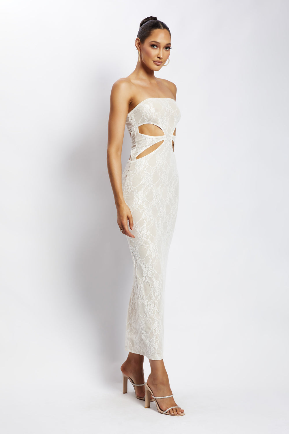 Krista Cut Out Bandeau Maxi Dress - Nude