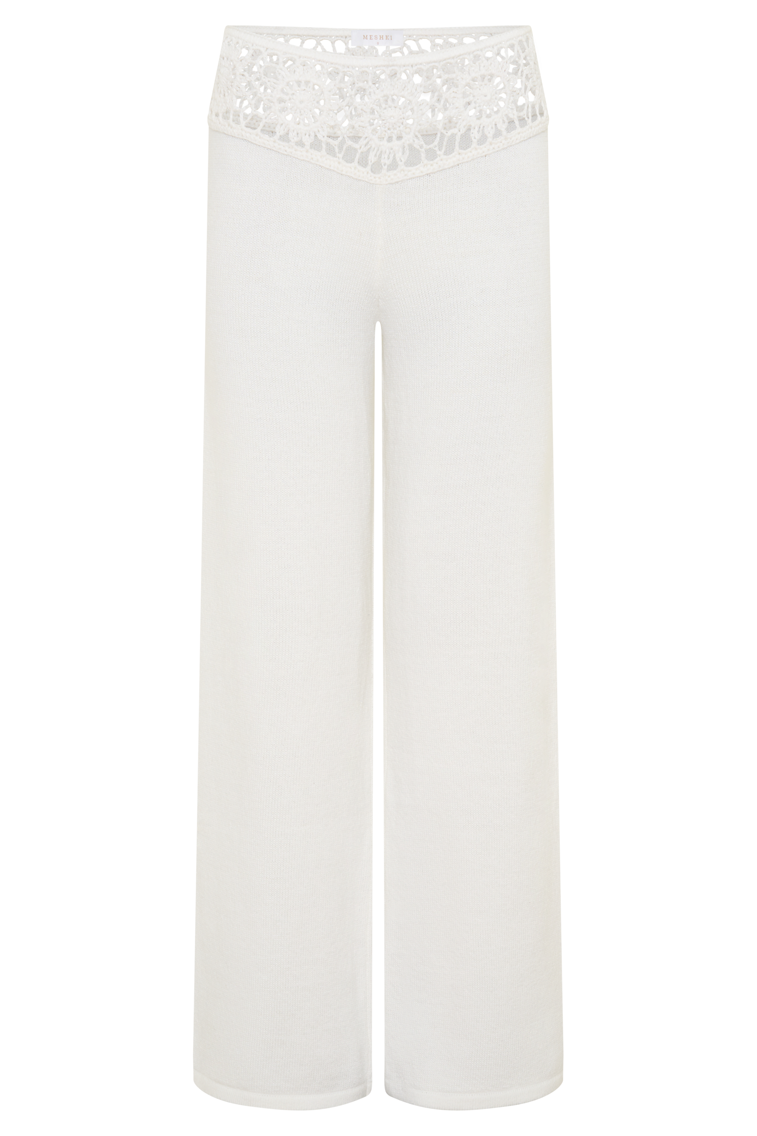 Miley Crochet Waistband Straight Leg Pant - Ivory #9