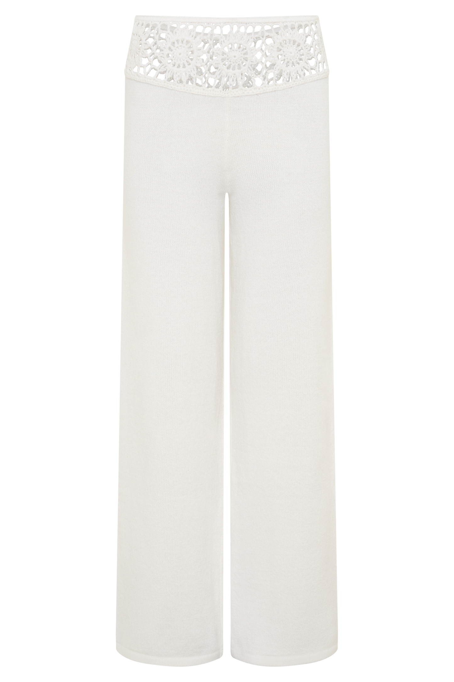 Miley Crochet Waistband Straight Leg Pant - Ivory