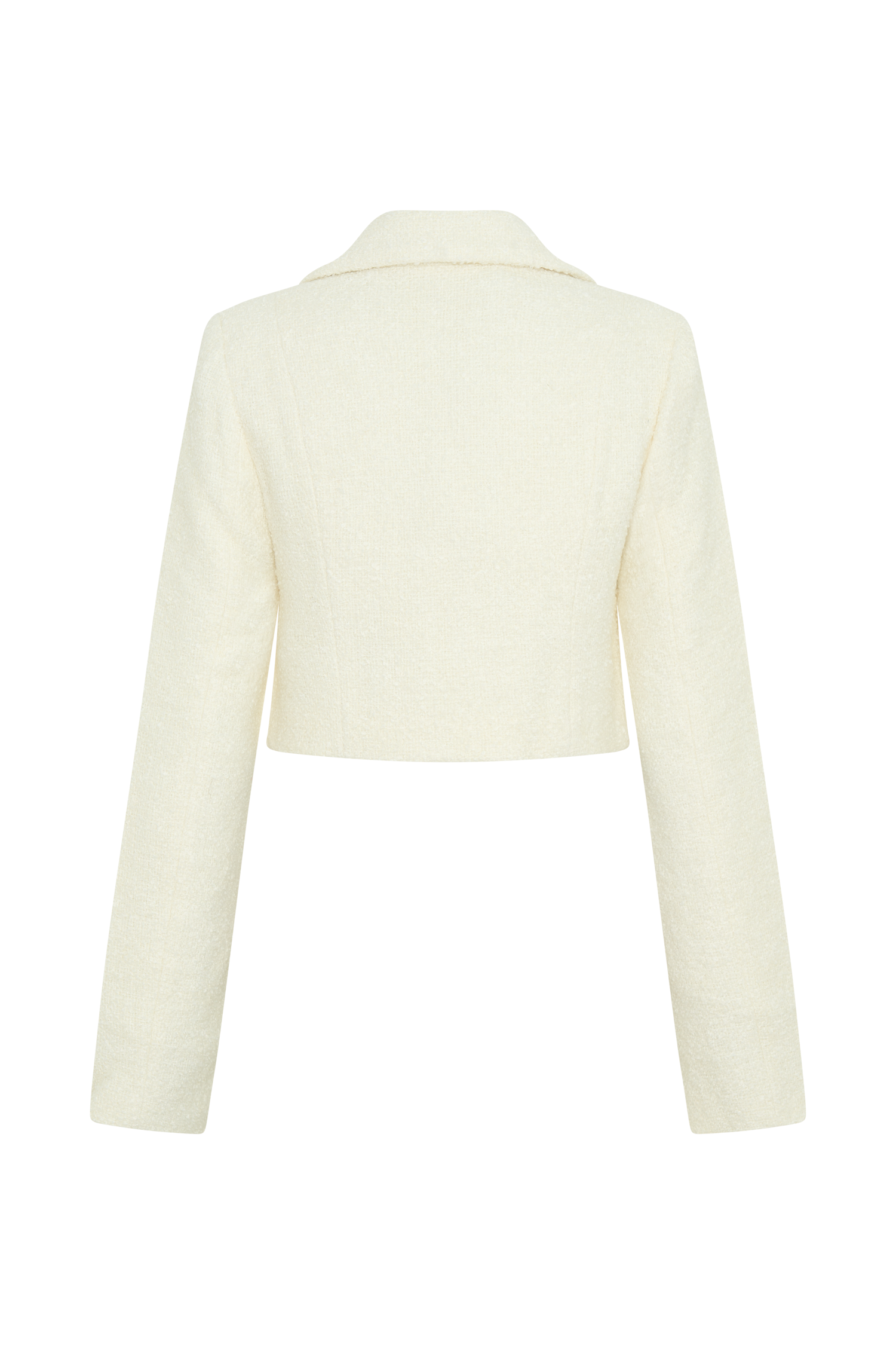 Mirelle Textured Boucle Cropped Long Sleeve Top - Ivory #12