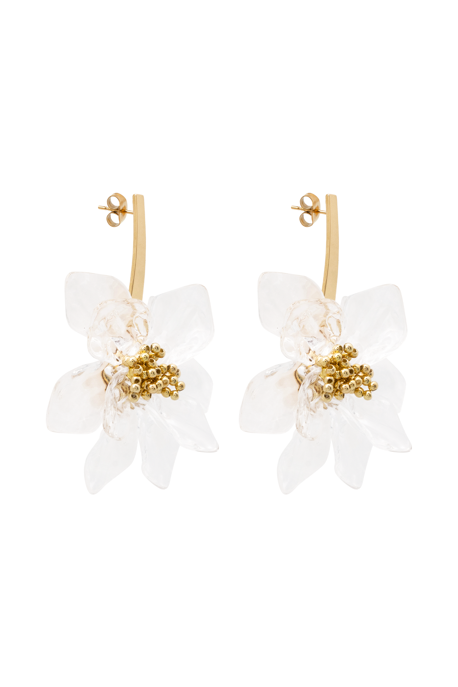 Naomi Acrylic Flower Earring - Gold #5